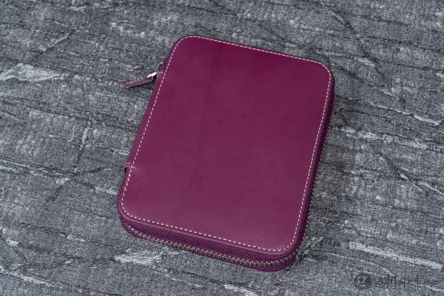 Galen Leather Pen Case Zippered 10 Slots in Purple - Image 4