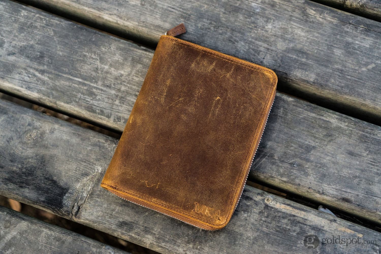 Galen Leather Pen Case Zippered 5 Slots in Crazy Horse Brown - Image 2