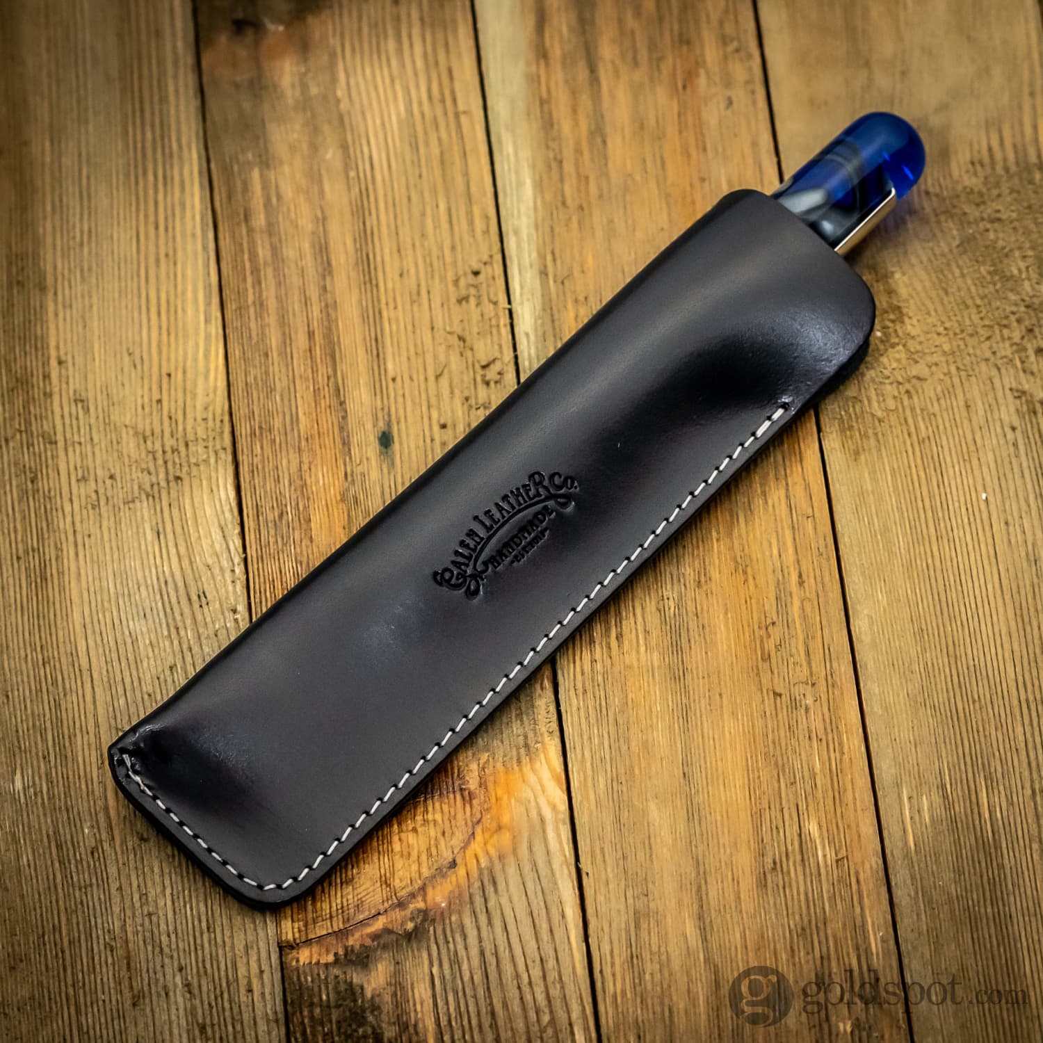 Galen Leather Single Pen Case in Black - Image 4