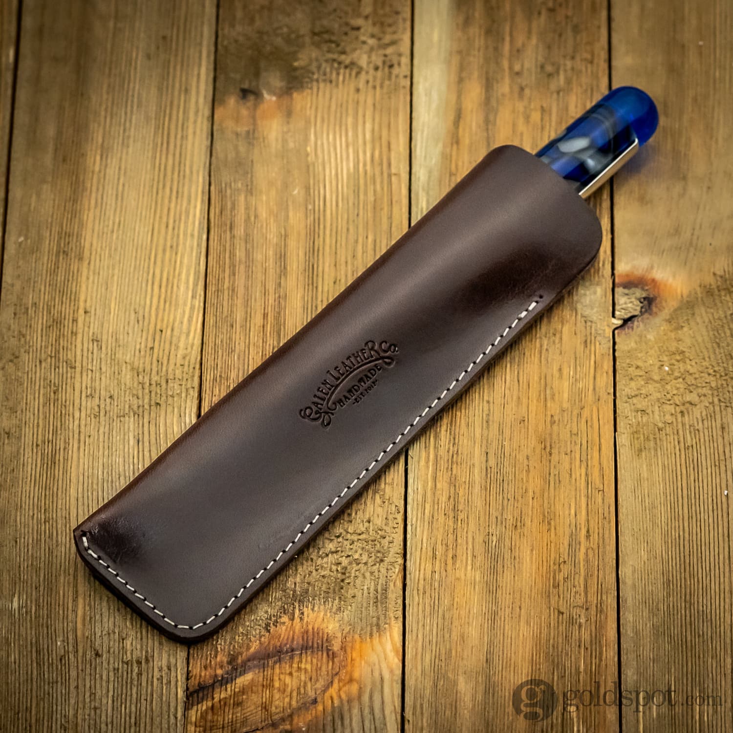 Galen Leather Single Pen Case in Brown - Image 4