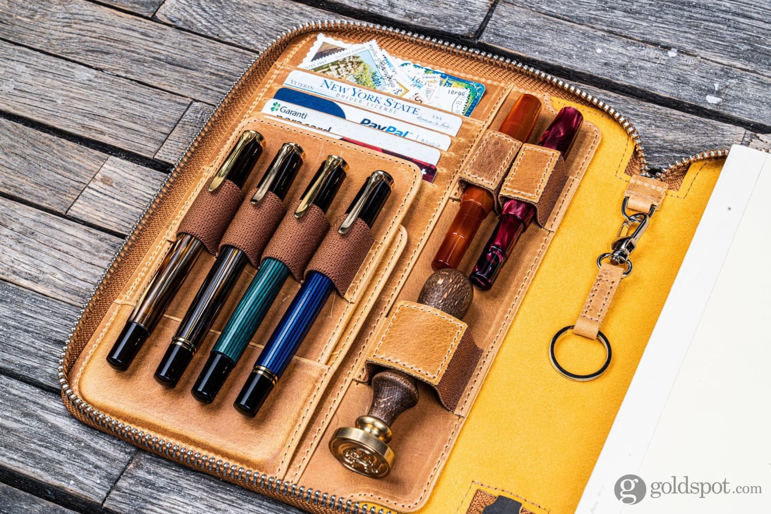 Galen Leather Zippered A5 Notebook Folio in Crazy Horse Honey Ochre - Image 2