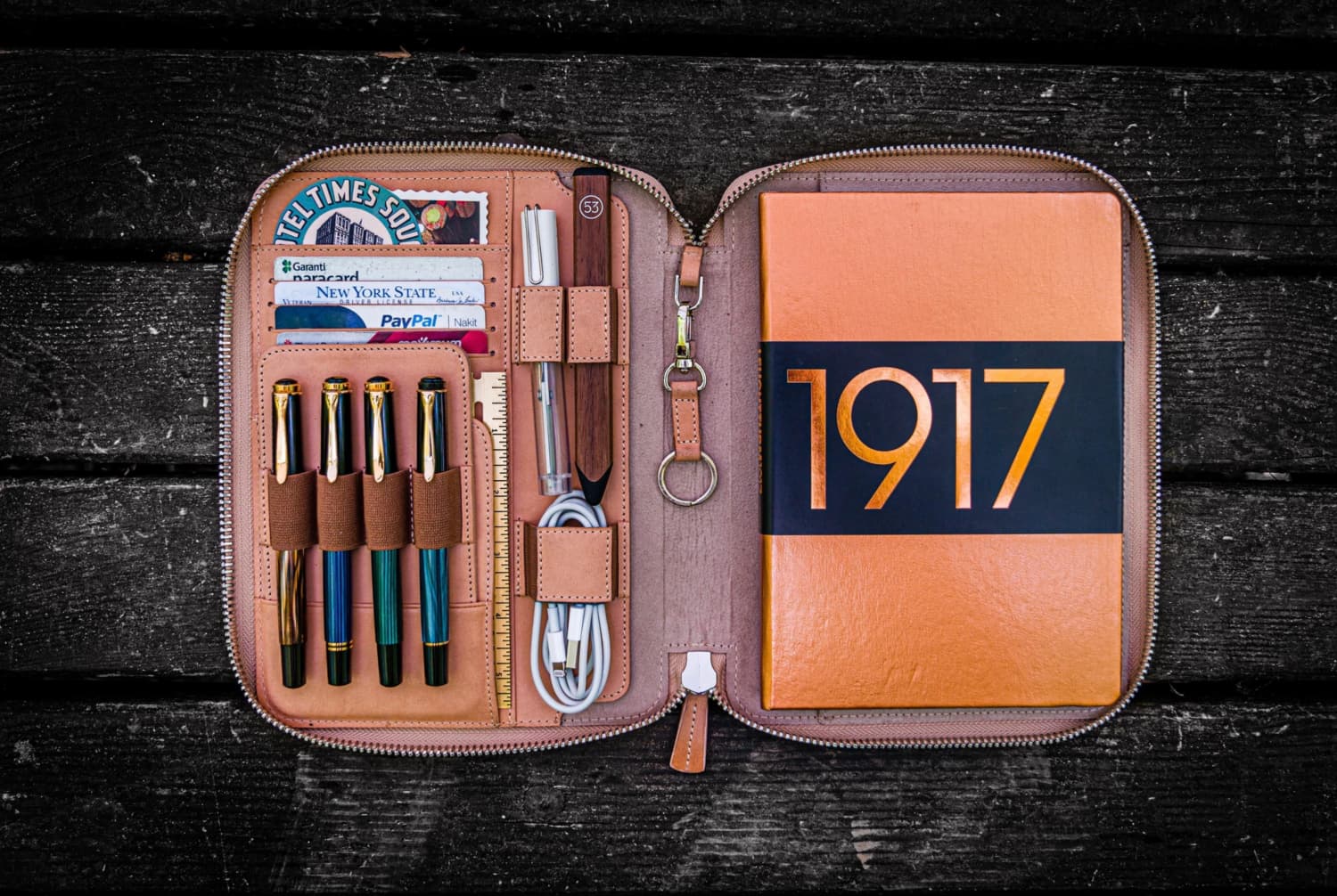 Galen Leather Zippered A5 Notebook Folio in Undyed Leather