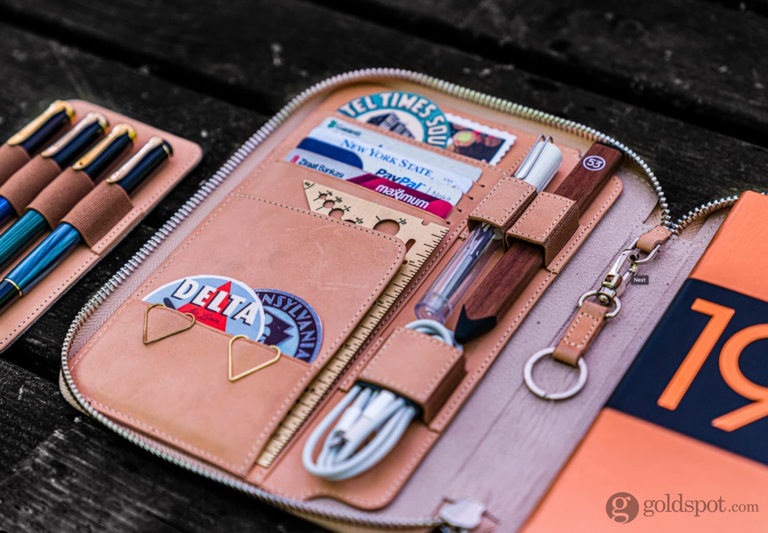 Galen Leather Zippered A5 Notebook Folio in Undyed Leather - Image 5