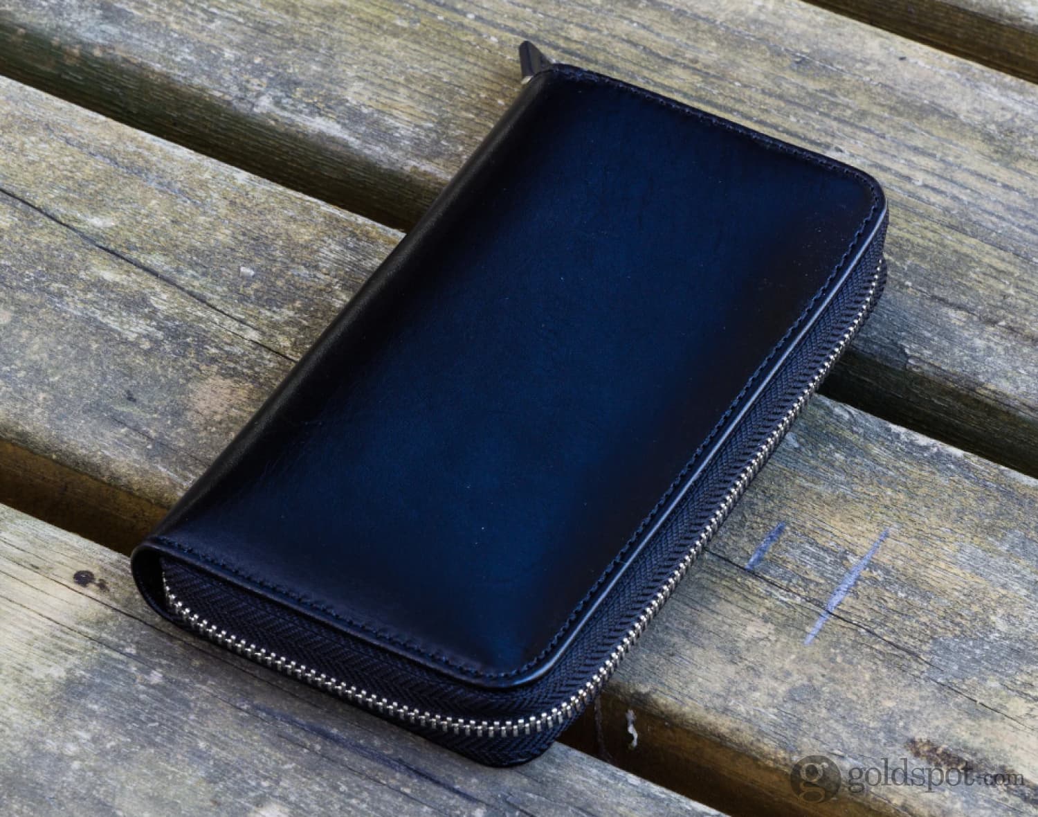 Galen Leather Zippered Three Pen Case in Black - Image 2