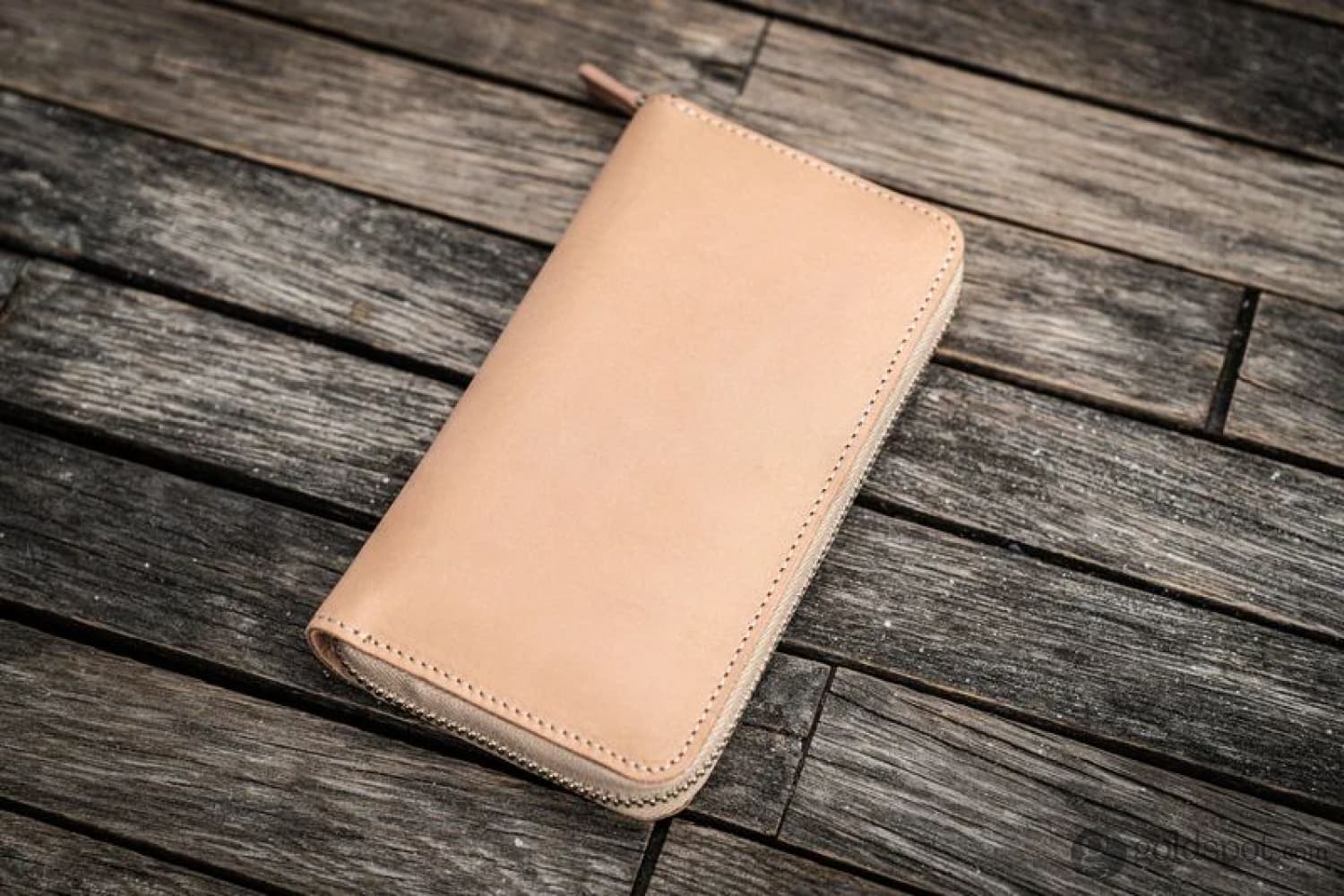 Galen Leather Zippered Three Pen Case in Undyed Leather - Image 2