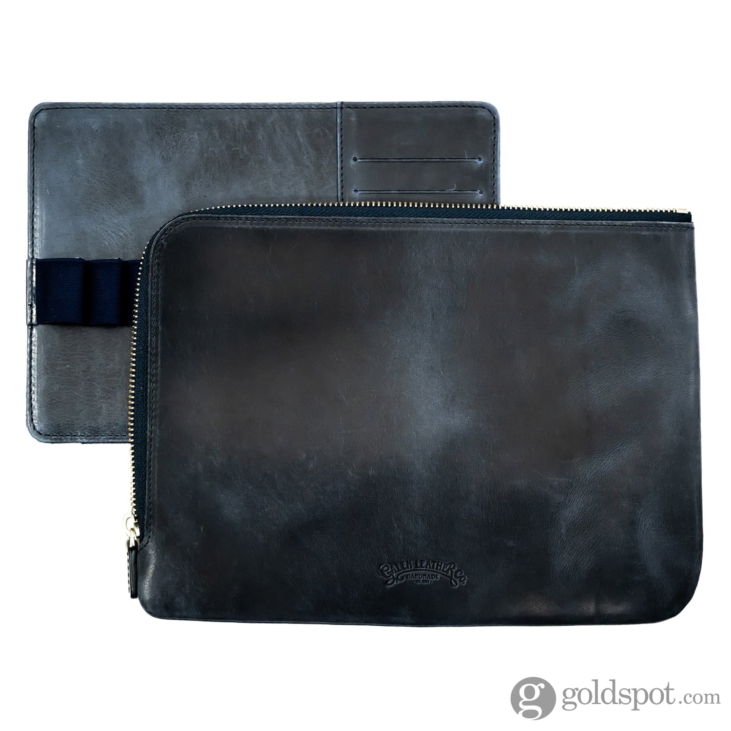 Galen Leather Zippered Writer's Bank Bag in Crazy Horse Black - Image 2