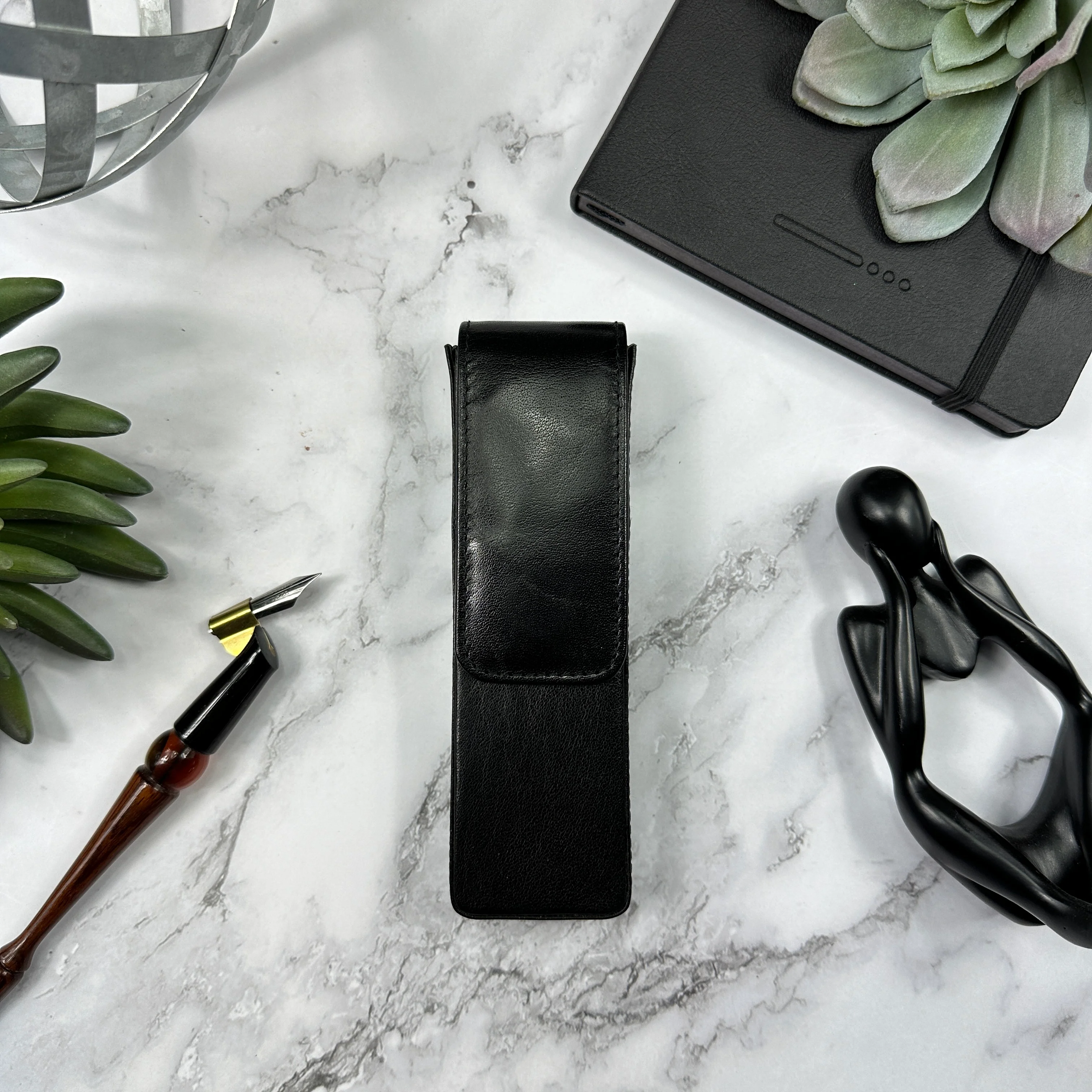 Girologio Double Magnetic Closure Pen Case in Black - Image 5