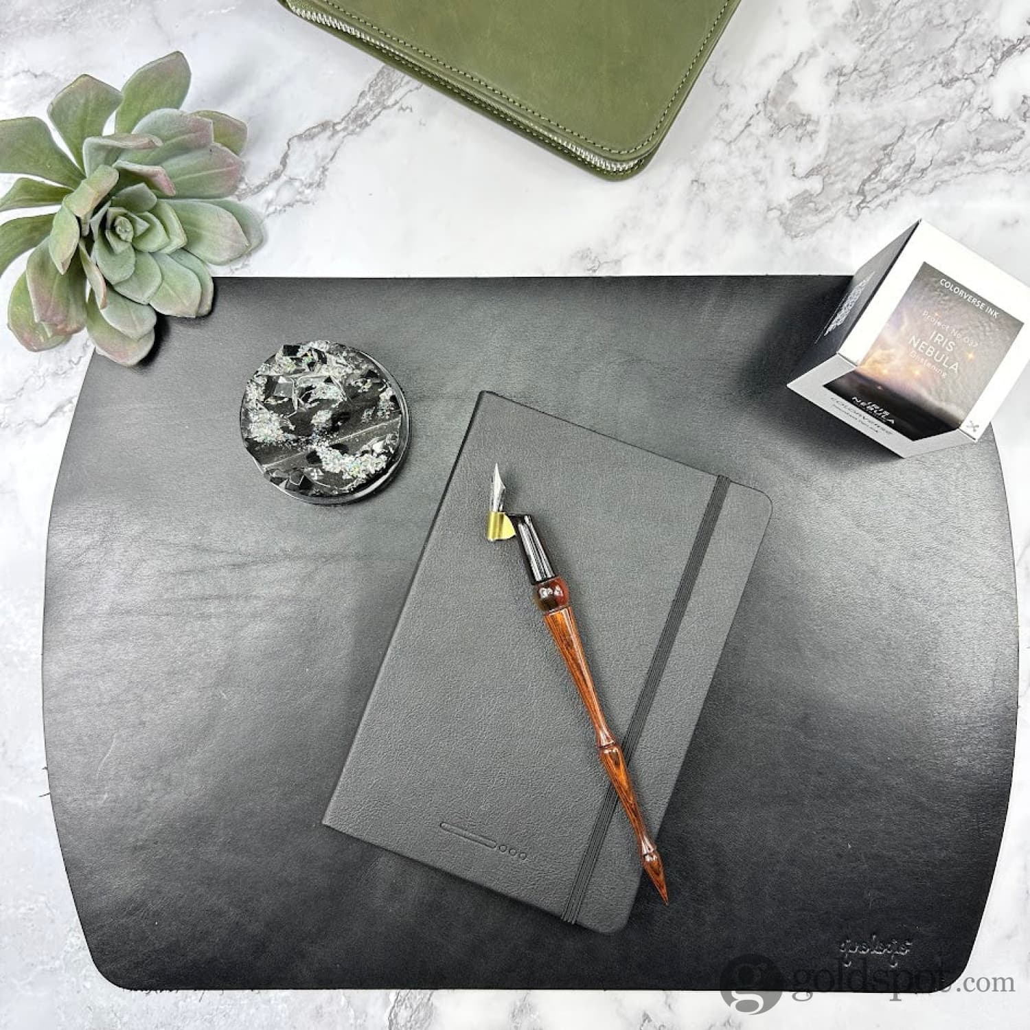 Girologio Full Grain Leather Writing Mat in Black - Image 2