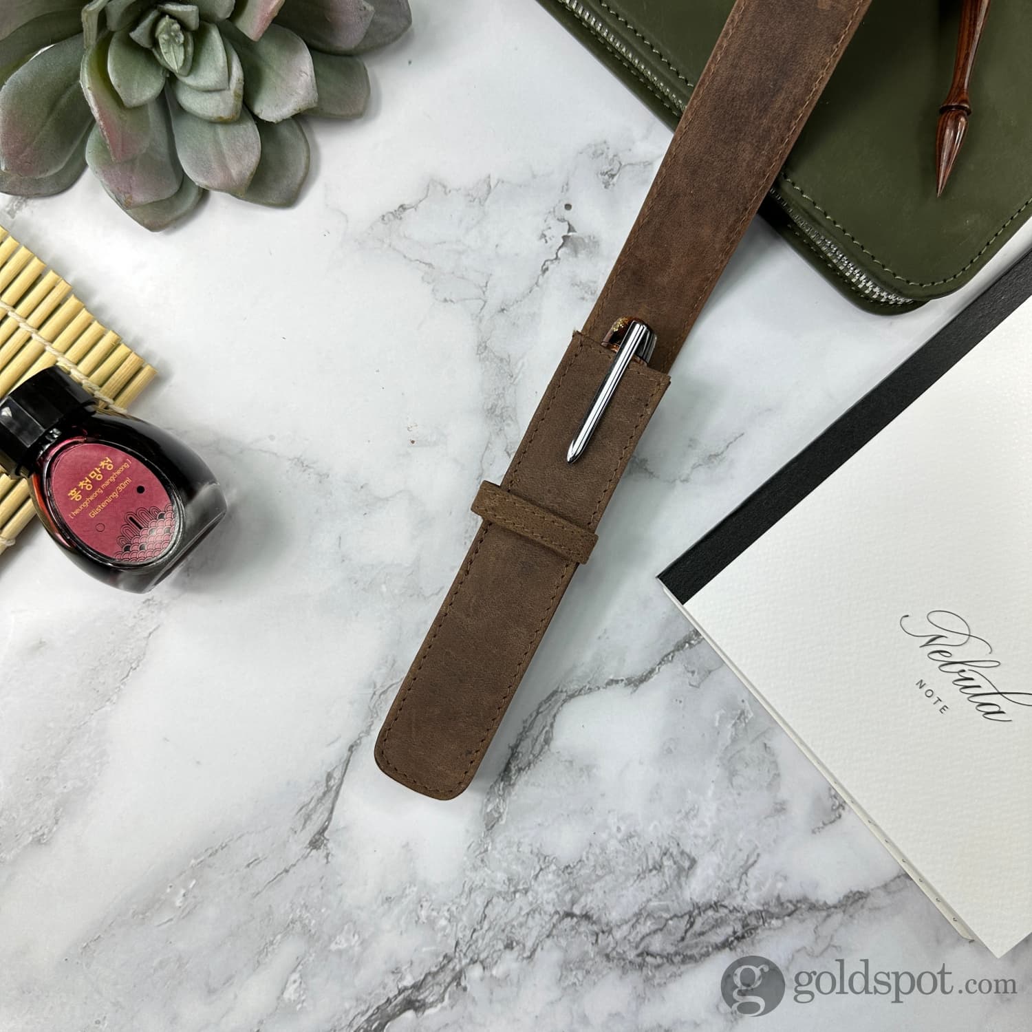Girologio Single Pen Case in Bomber Brown - Image 2