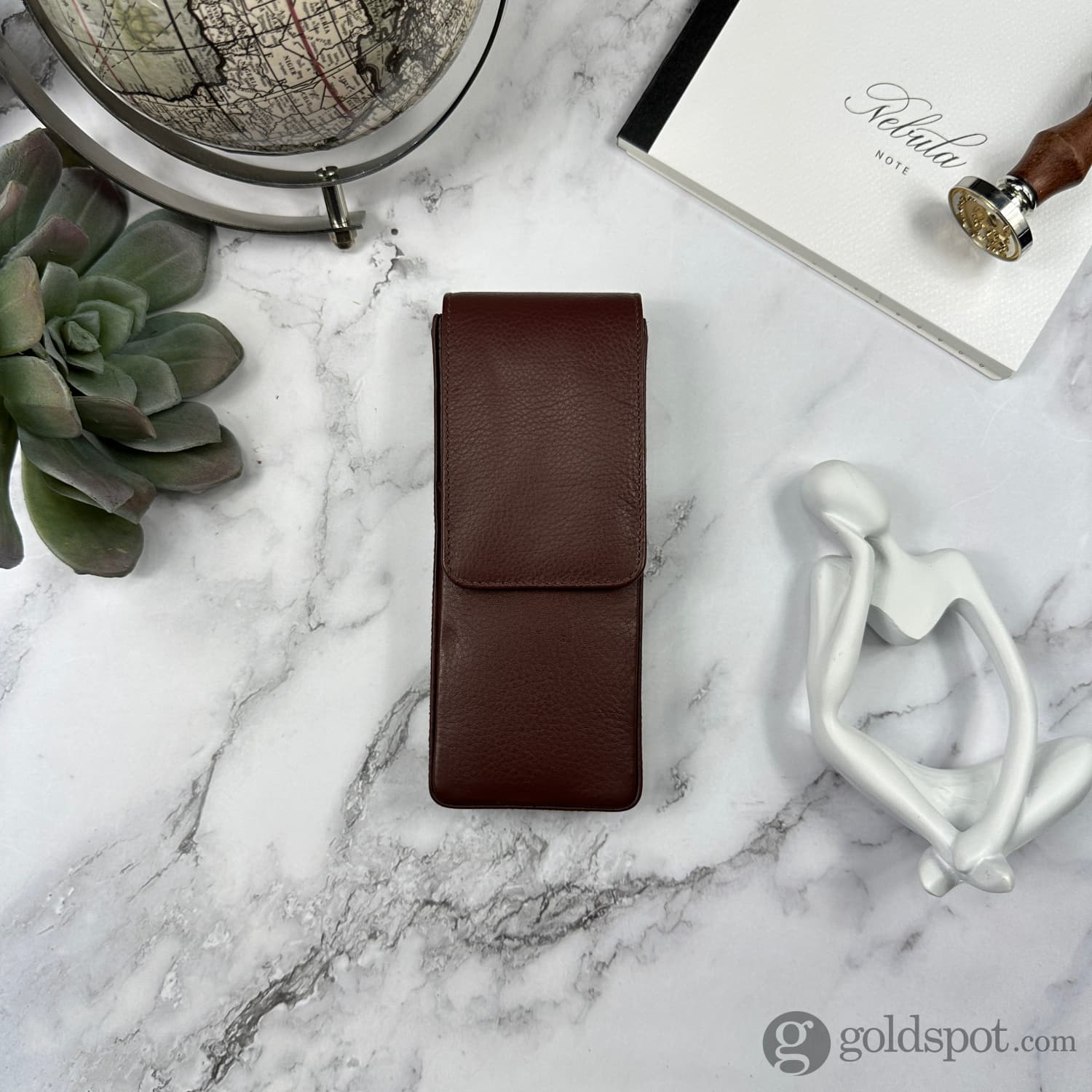 Girologio Triple Magnetic Closure Pen Case in Antique Brown - Image 3