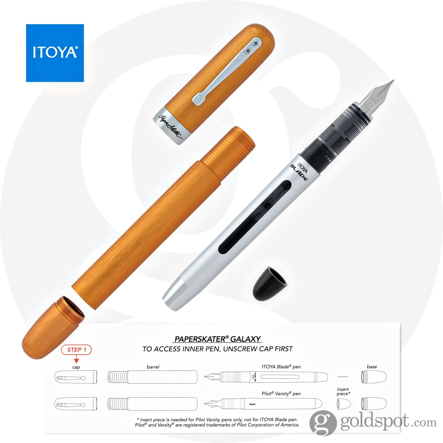 Itoya PaperSkater Galaxy Fountain Pen in Firefly Orange - Fine Point - Image 7