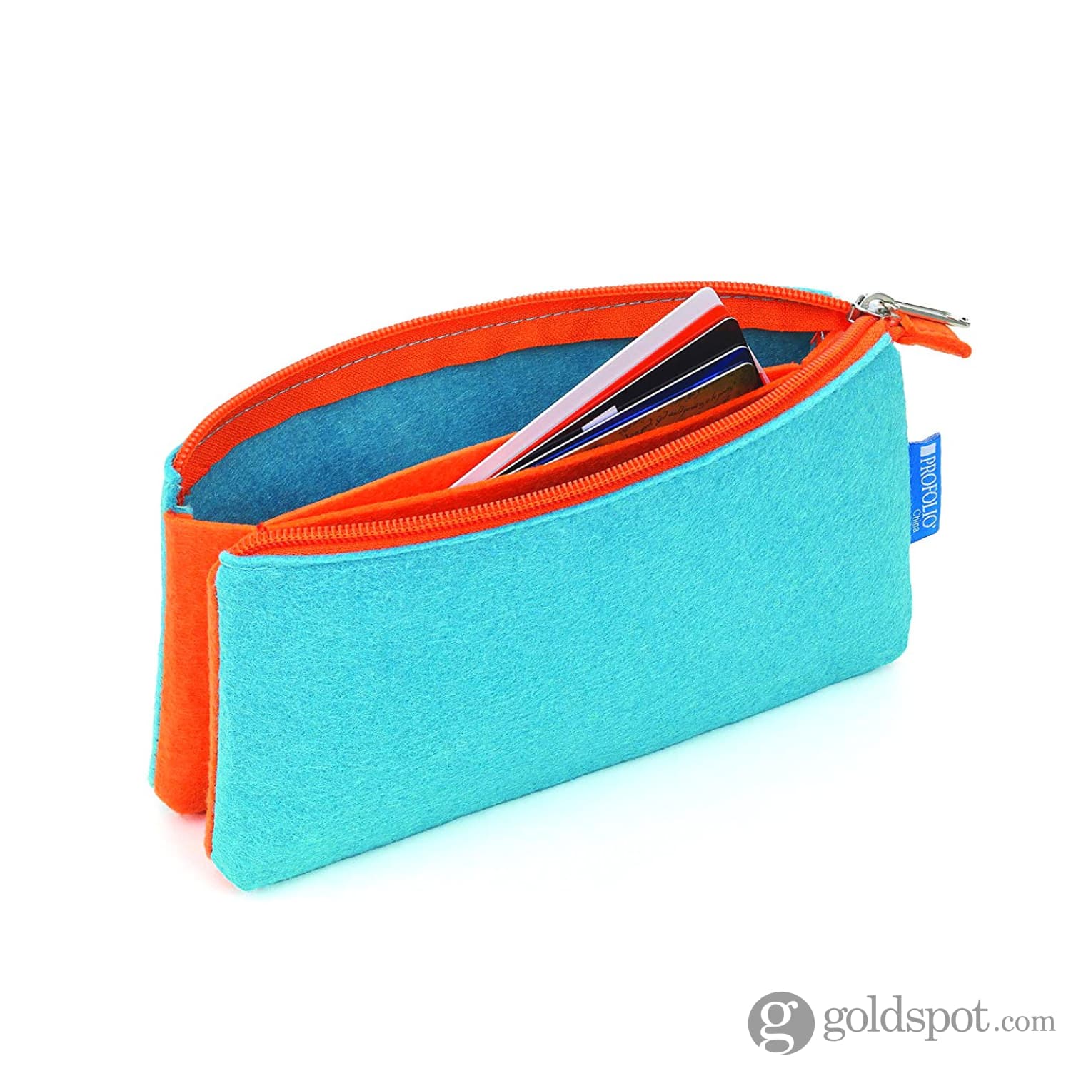 Itoya Profolio Small Midtown Pouch in Ocean and Orange - Image 4