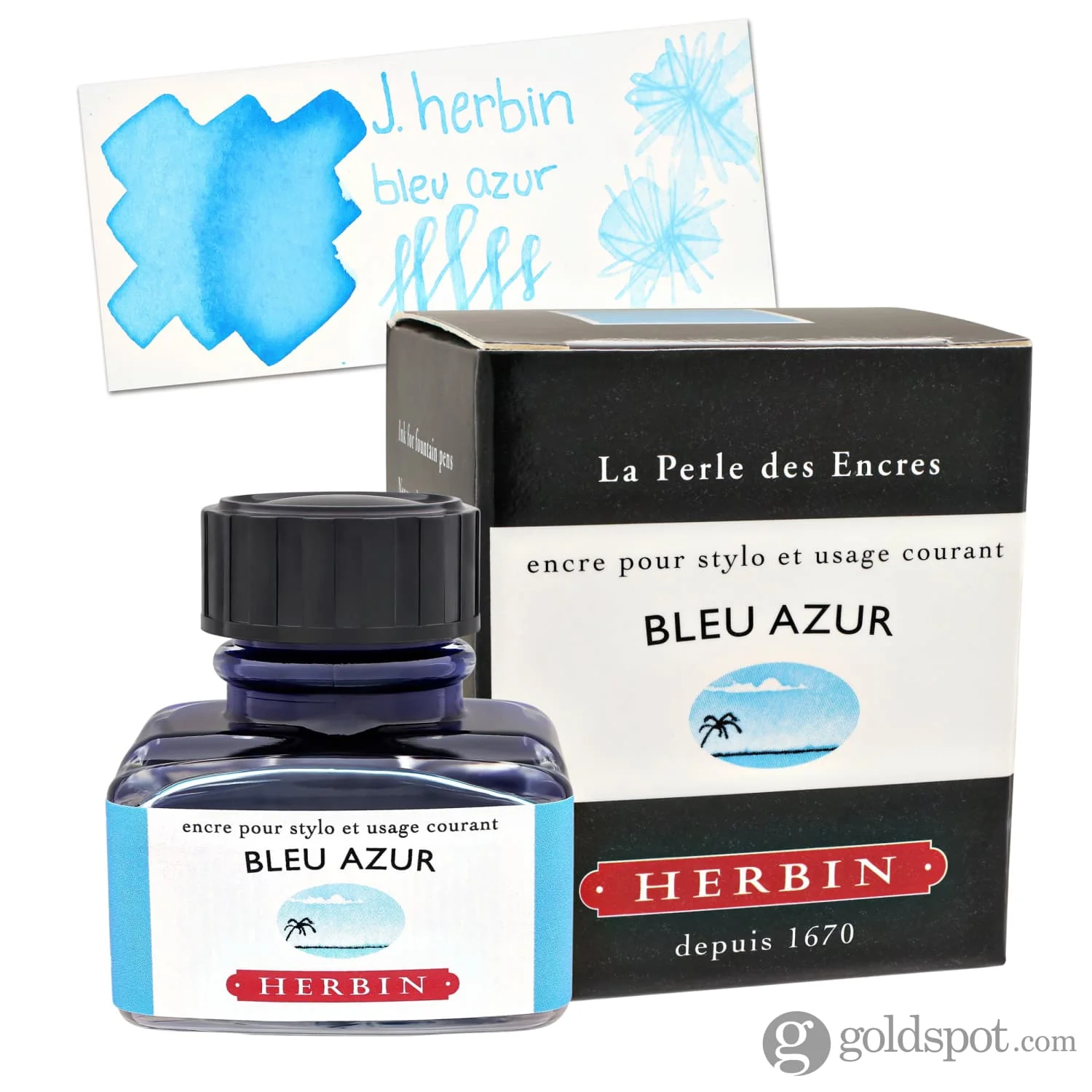 J. Herbin Bleu Azur (Azure Blue) Bottled Fountain Pen Ink - Image 4