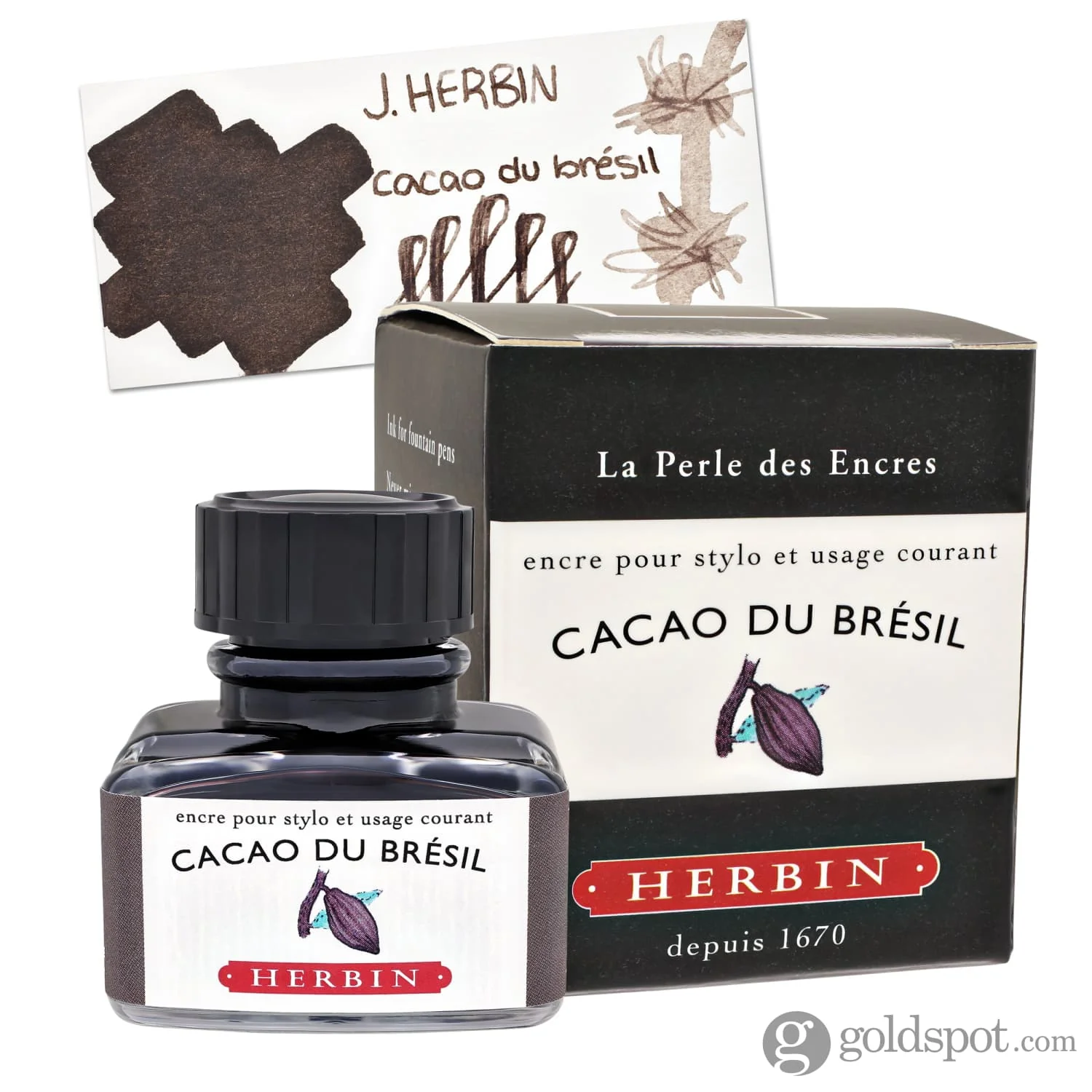 J. Herbin Cacao de Brésil (Brazilian Cocoa) Bottled Fountain Pen Ink - Image 4