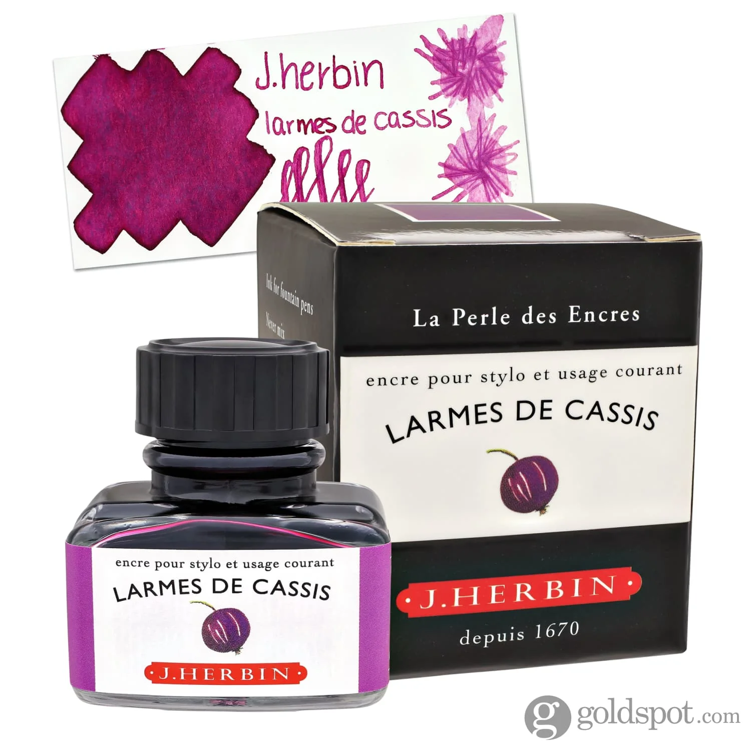 J. Herbin Larmés de Cassis (Tears of Blackcurrant) Bottled Fountain Pen Ink and Cartidges - Image 5