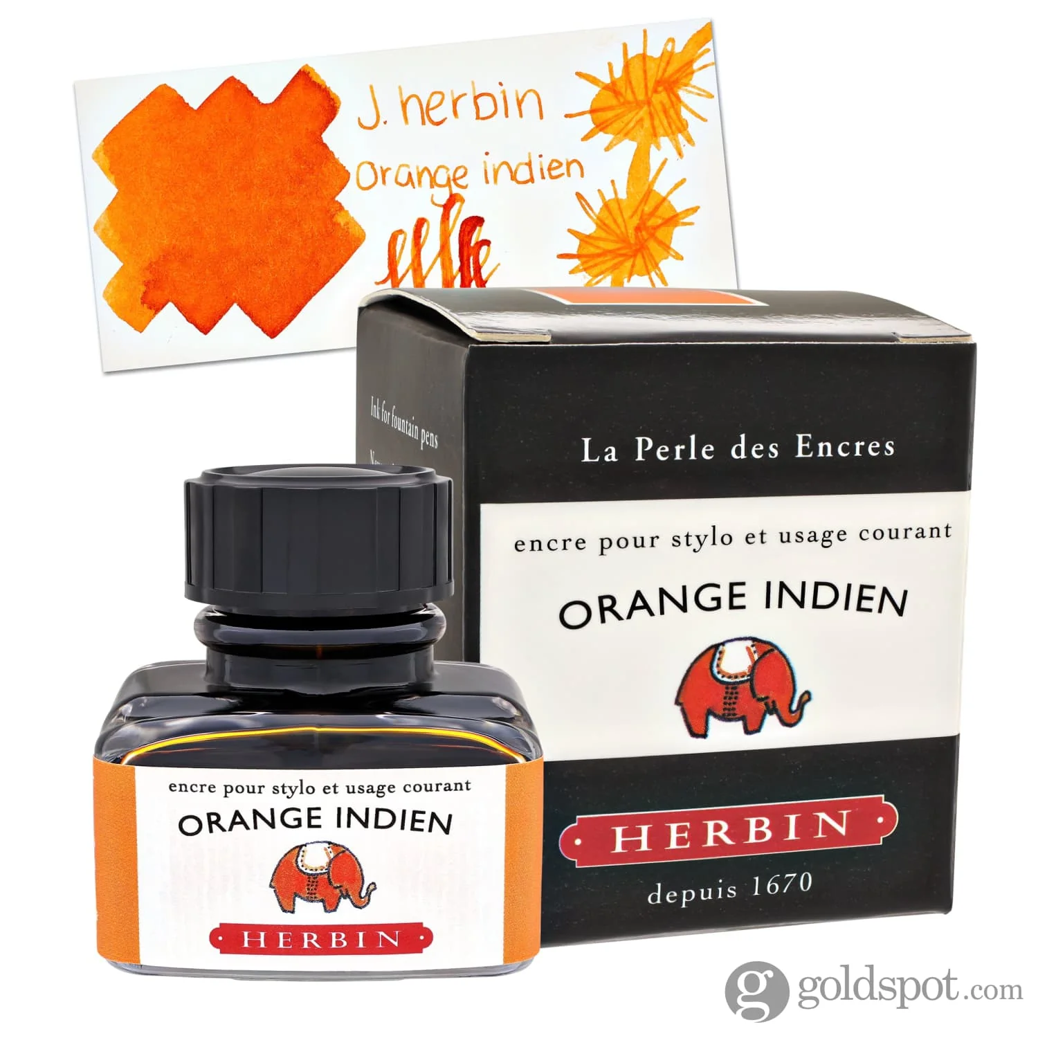 J. Herbin Orange Indien (Indian Orange) Bottled Fountain Pen Ink and Cartidges - Image 5