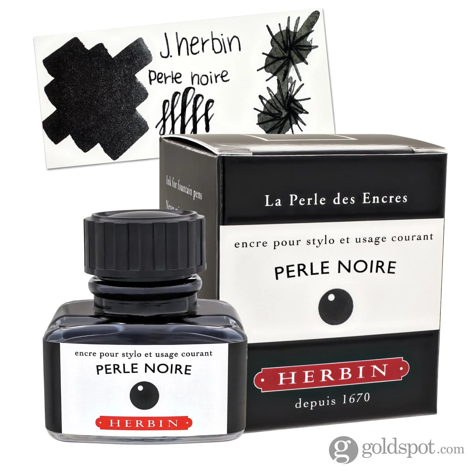 J. Herbin Perle Noire (Black Pearl) Bottled Fountain Pen Ink and Cartidges - Image 5