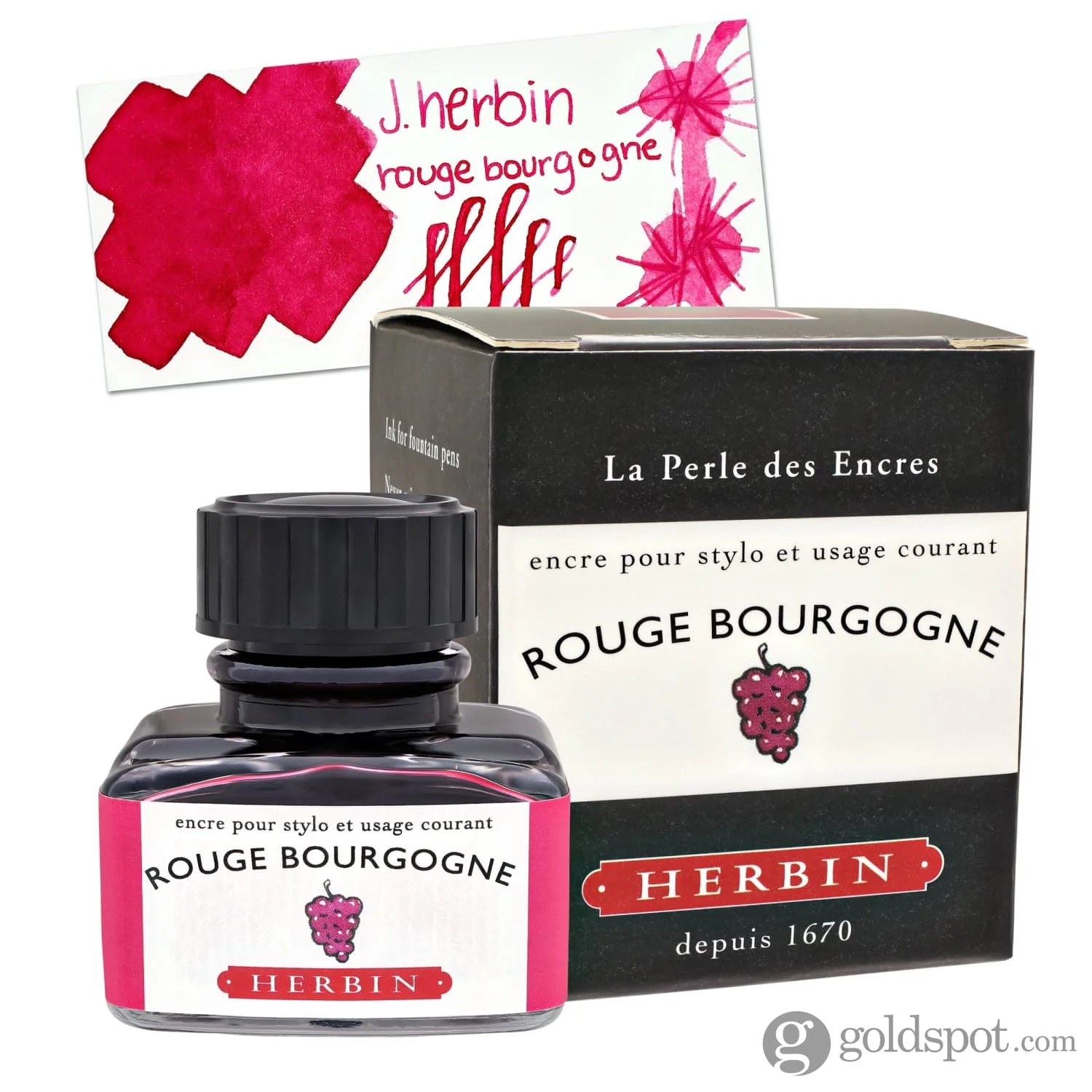 J. Herbin Rouge Bourgogne (Burgundy Red) Bottled Fountain Pen Ink - Image 4