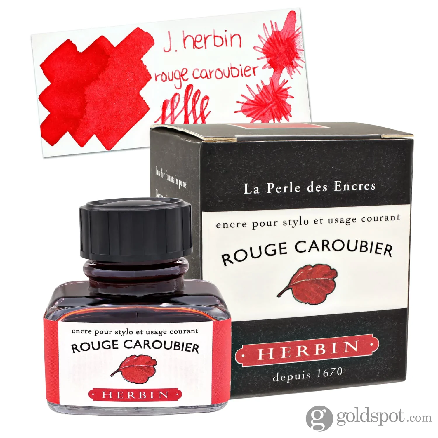 J. Herbin Rouge Caroubier (Carob Seed Red) Bottled Fountain Pen Ink and Cartidges - Image 6