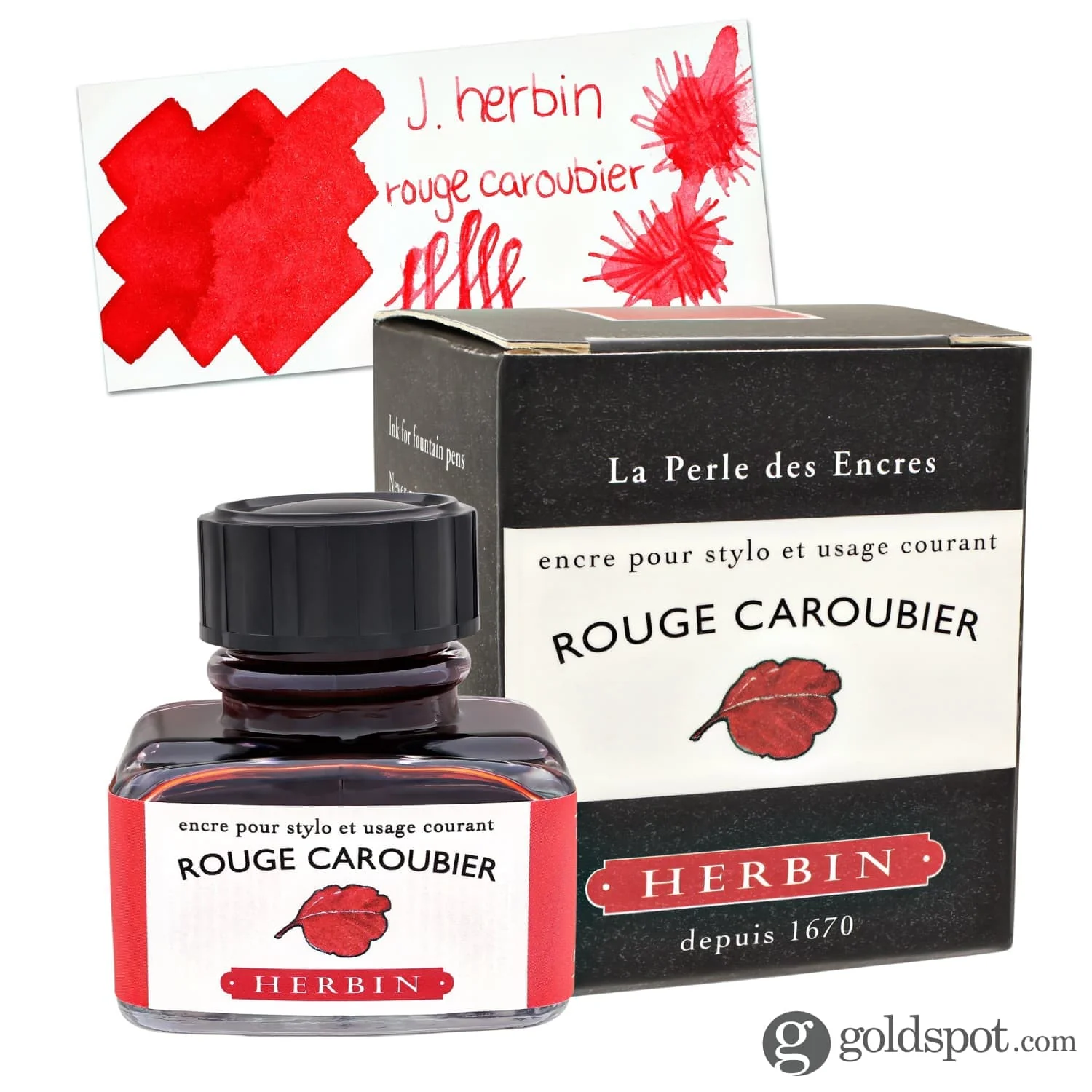 J. Herbin Rouge Caroubier (Carob Seed Red) Bottled Fountain Pen Ink and Cartidges - Image 8