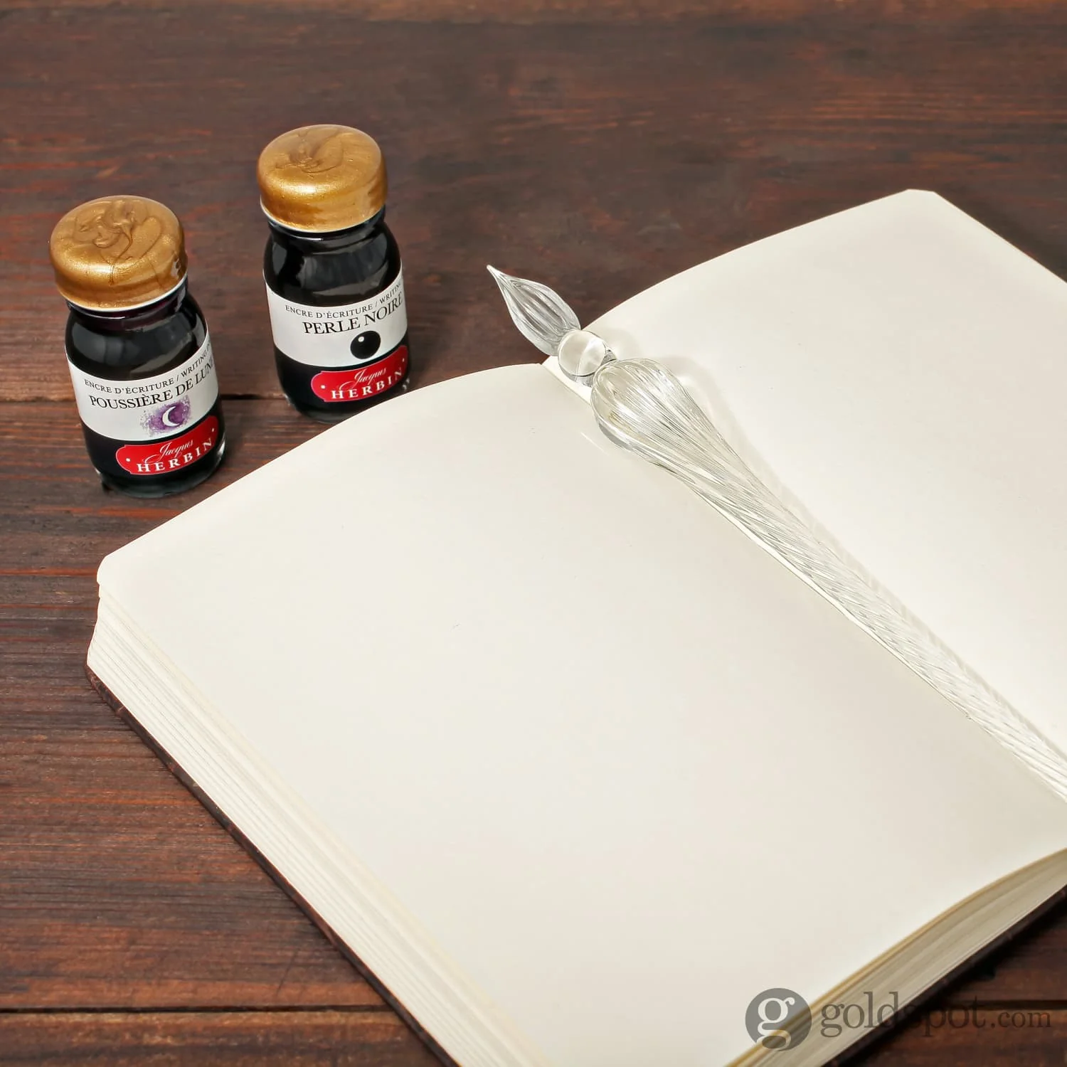 J. Herbin Round Glass Pen and Ink Set in Clear - Image 3