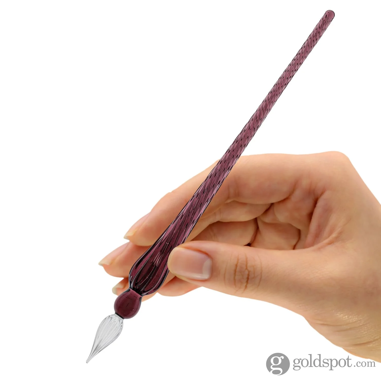 J. Herbin Round Glass Pen in Violet Tapered Spiral Handle with Frosted Glass - Image 2