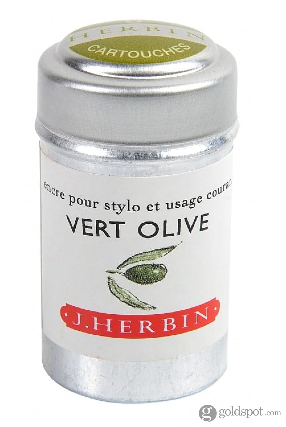 J. Herbin Vert Olive (Green Olive) Bottled Fountain Pen Ink and Cartidges - Image 4