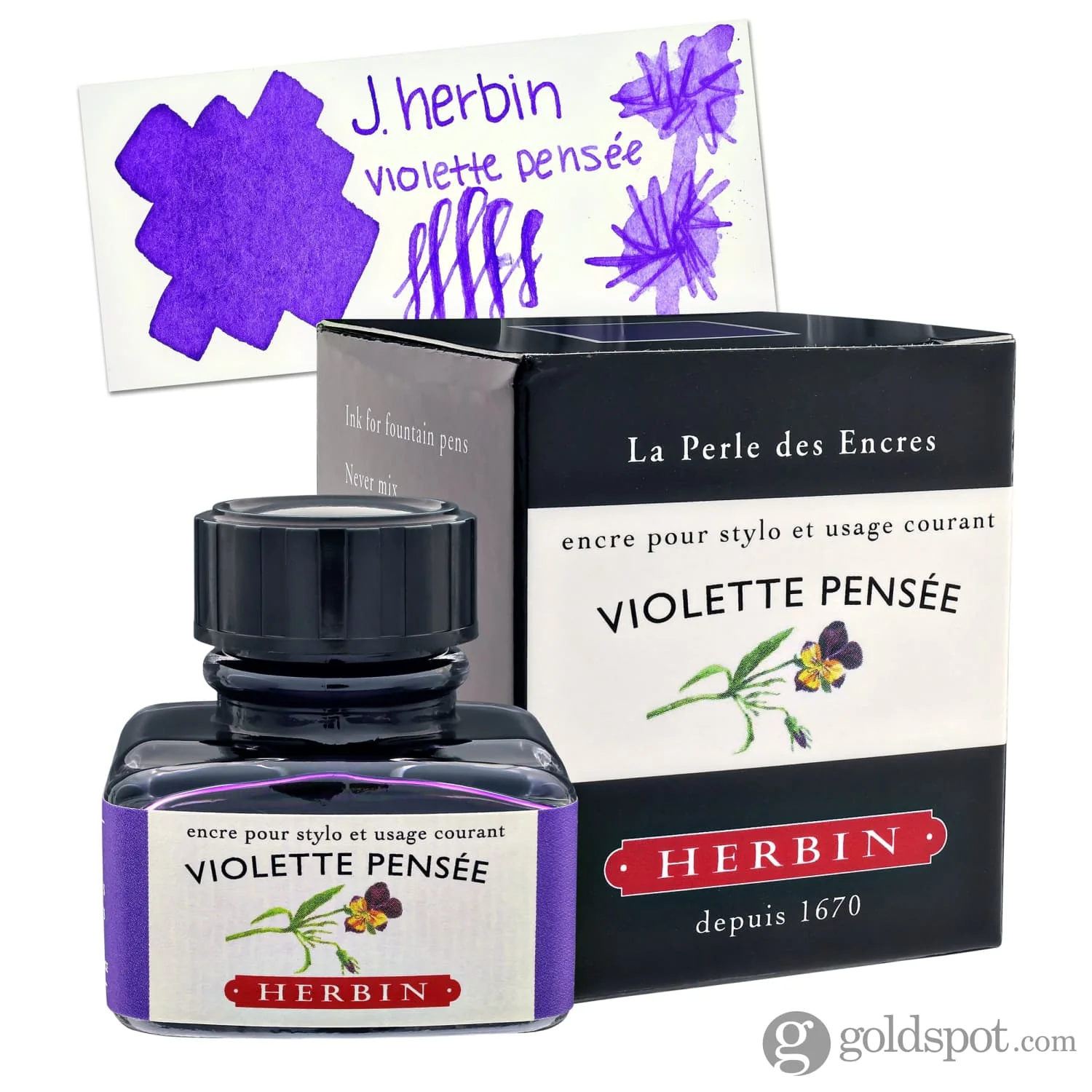J. Herbin Violette Pensée (Pensive Violet) Bottled Fountain Pen Ink and Cartidges - Image 5