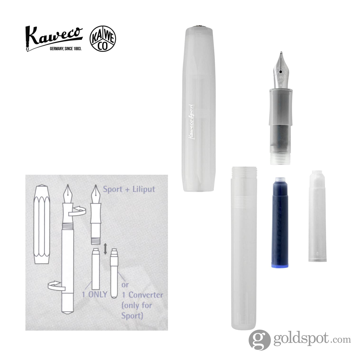 Kaweco Frosted Sport Fountain Pen in Coconut - Image 7