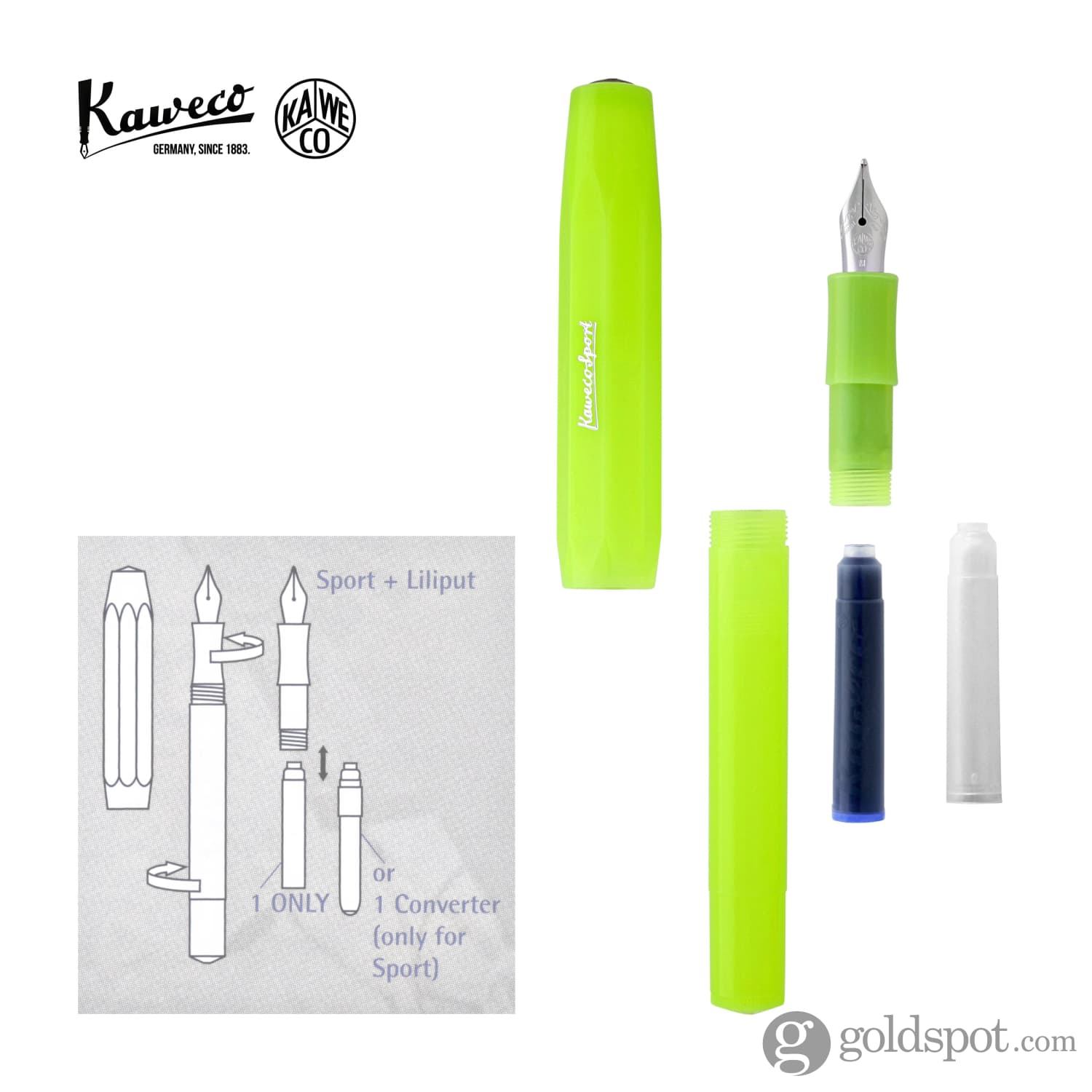Kaweco Frosted Sport Fountain Pen in Lime - Image 7