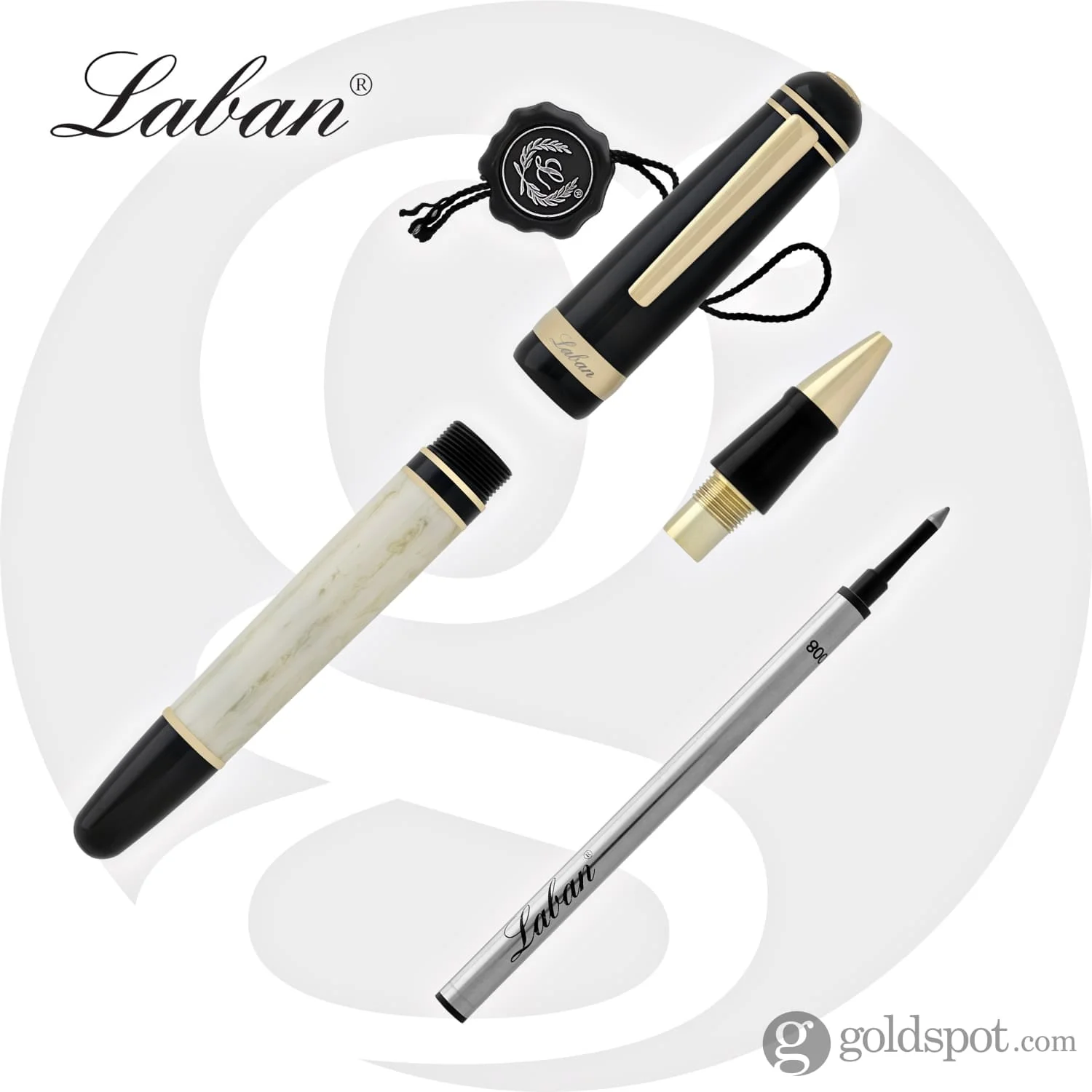 Laban 325 Rollerball Pen with Black Cap & Ivory Barrel - Image 7