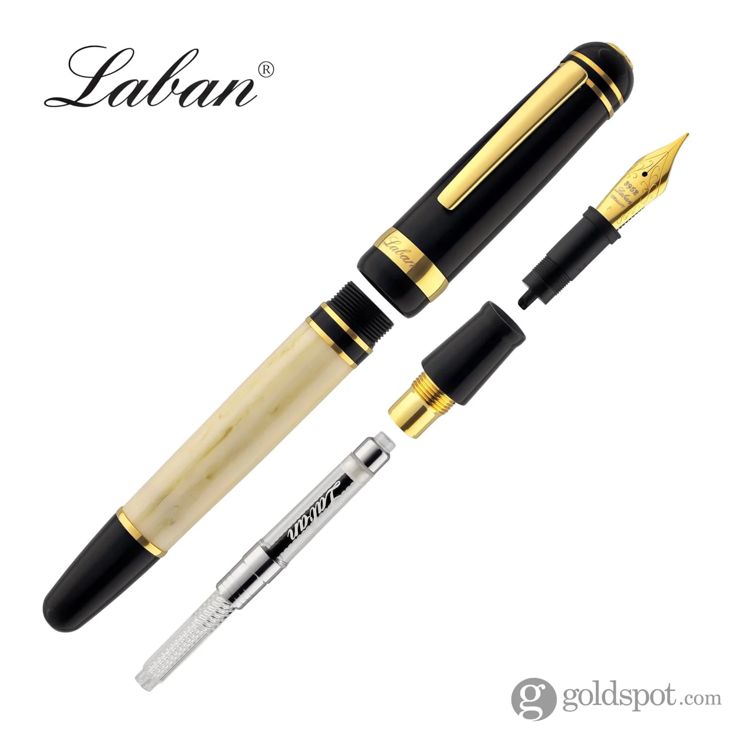 Laban 325 Cambridge Fountain Pen with Black Cap & Ivory Barrel - Image 7