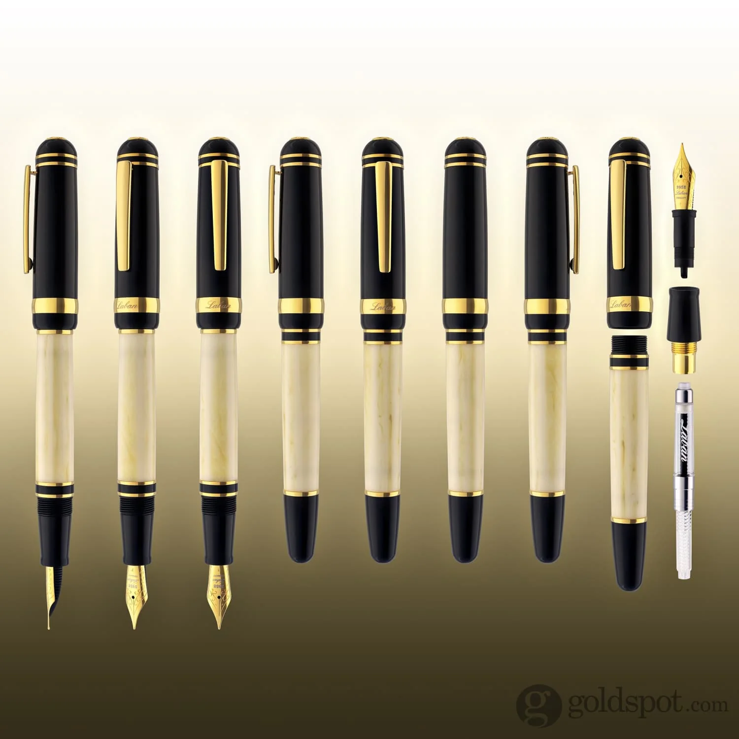 Laban 325 Cambridge Fountain Pen with Black Cap & Ivory Barrel - Image 8