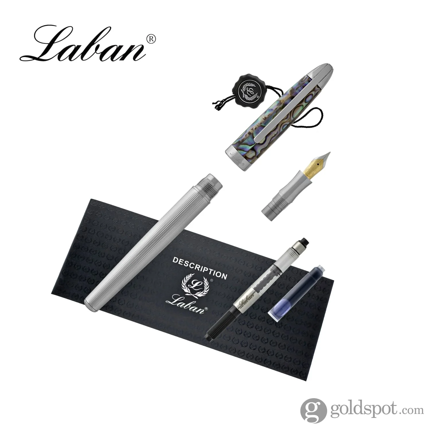 Laban Abalone Fountain Pen in Lined Barrel With Abalone Cap - Image 5