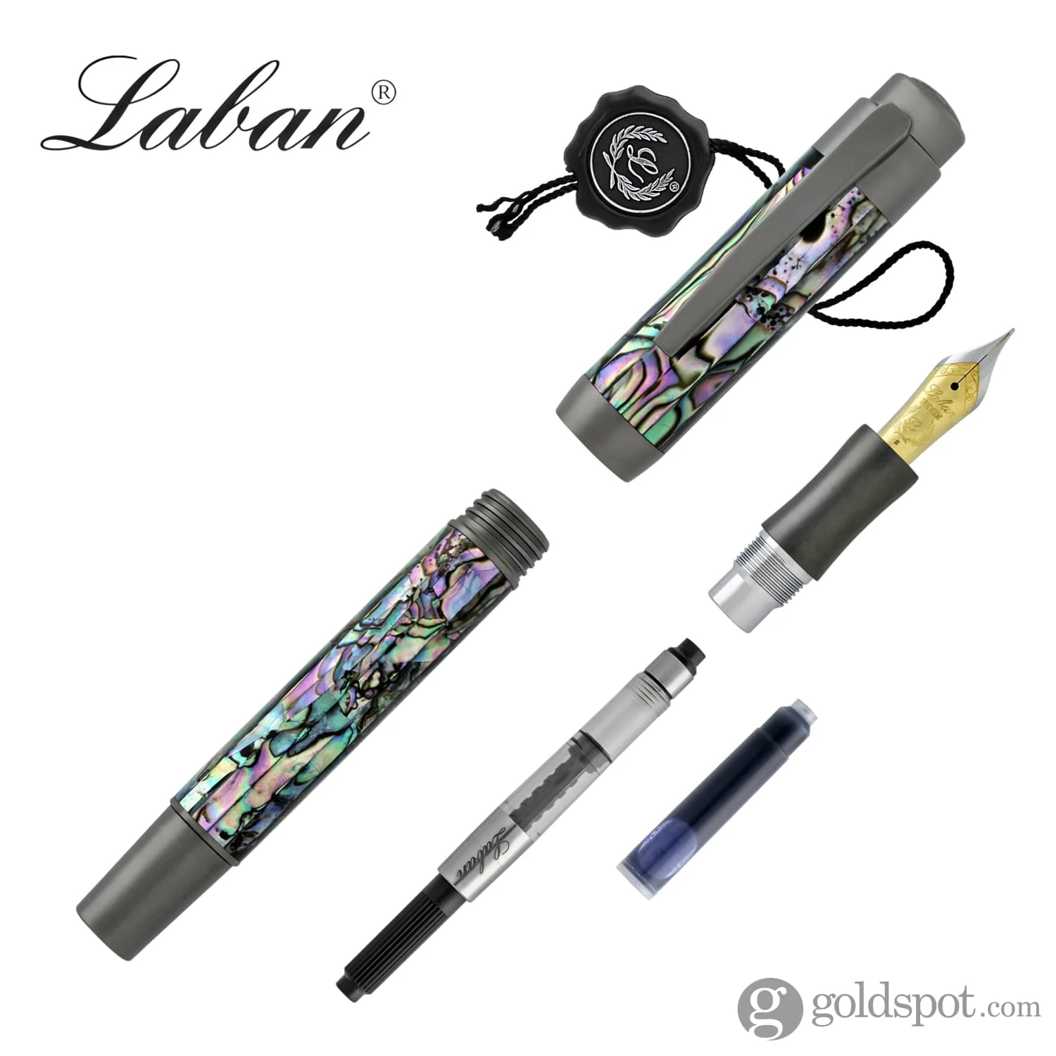 Laban Abalone Fountain Pen in New Abalone with Gunmetal Trim - Image 7