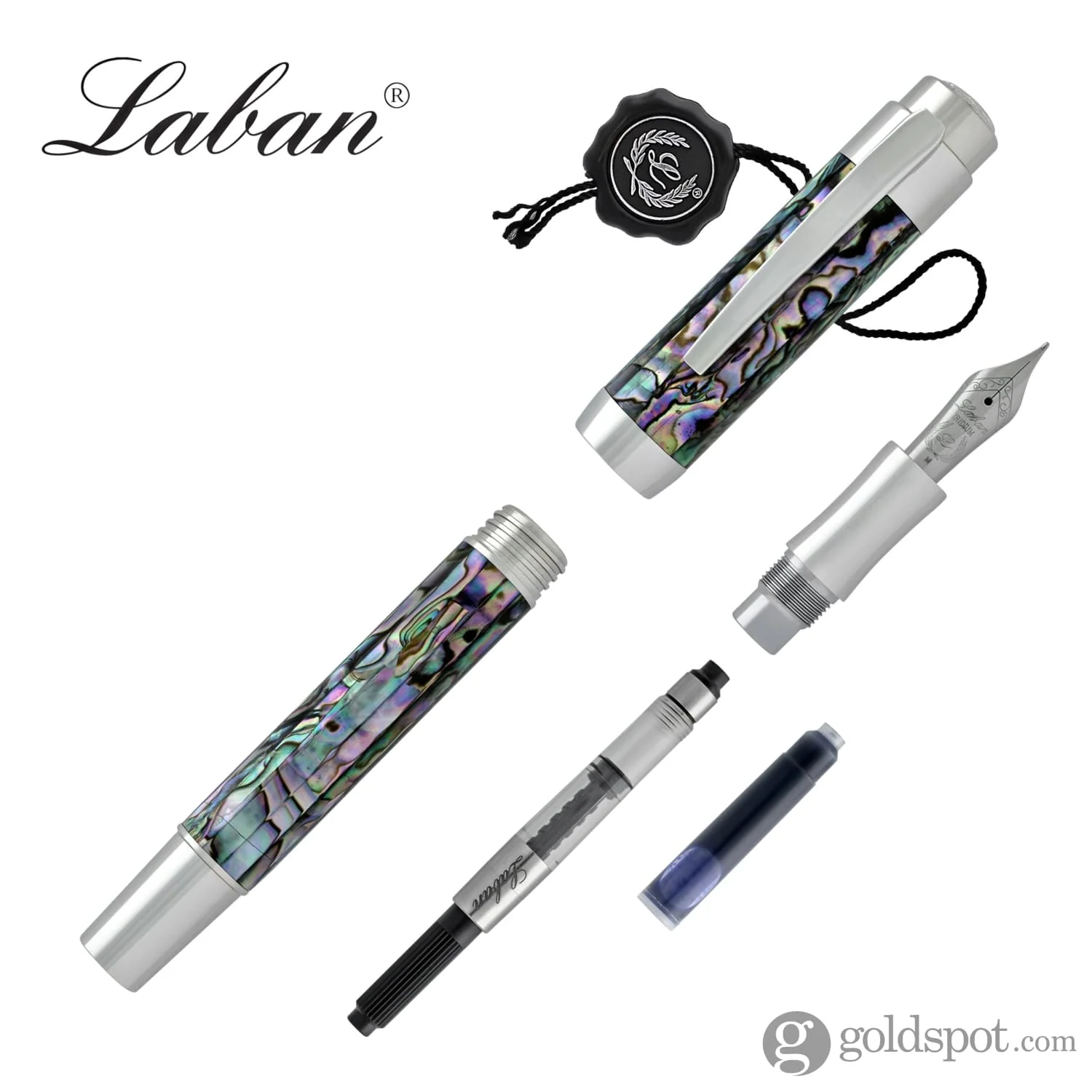 Laban Abalone Fountain Pen in New Abalone with Shiny Chrome Trim - Image 7