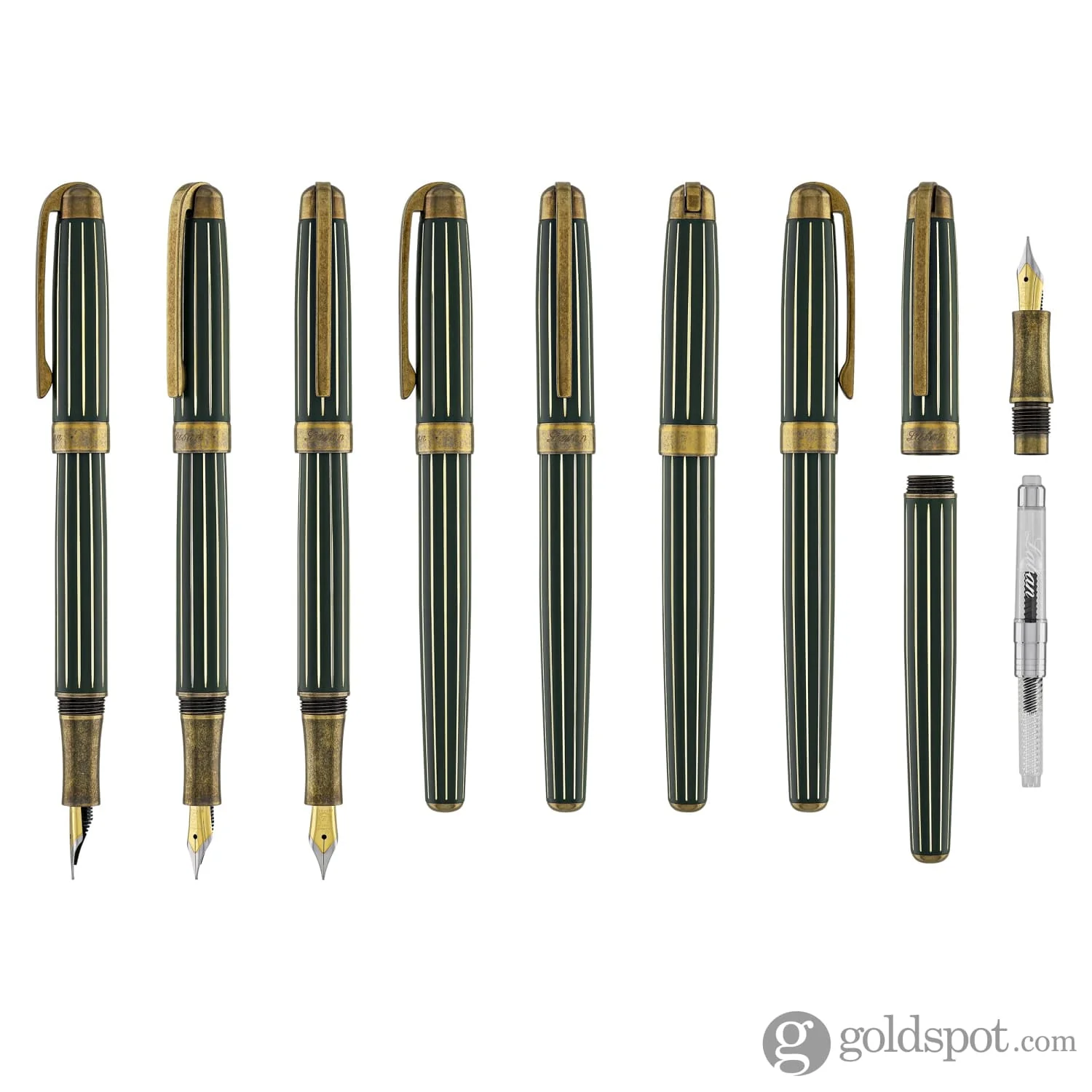 Laban Antique II Fountain Pen in Green with Lines - Image 8