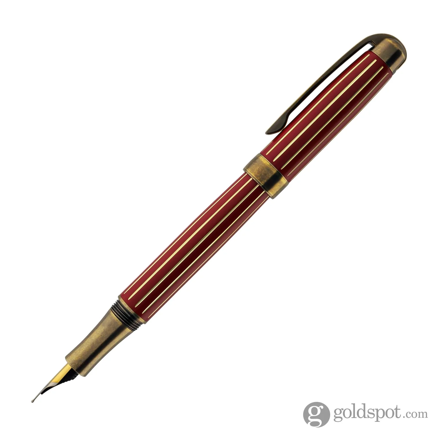 Laban Antique II Fountain Pen in Red with Gold Lines - Image 3