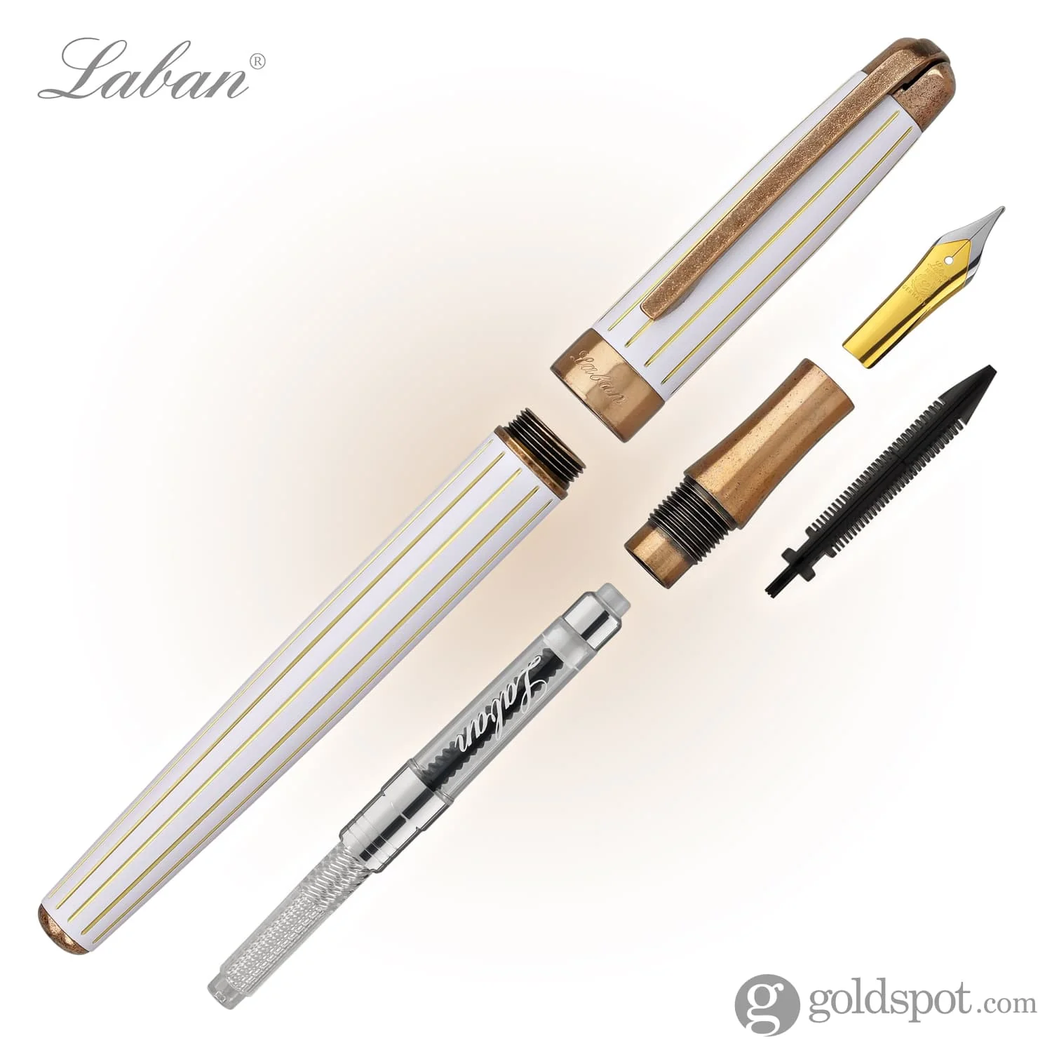 Laban Antique II Fountain Pen in White with Lines - Image 5