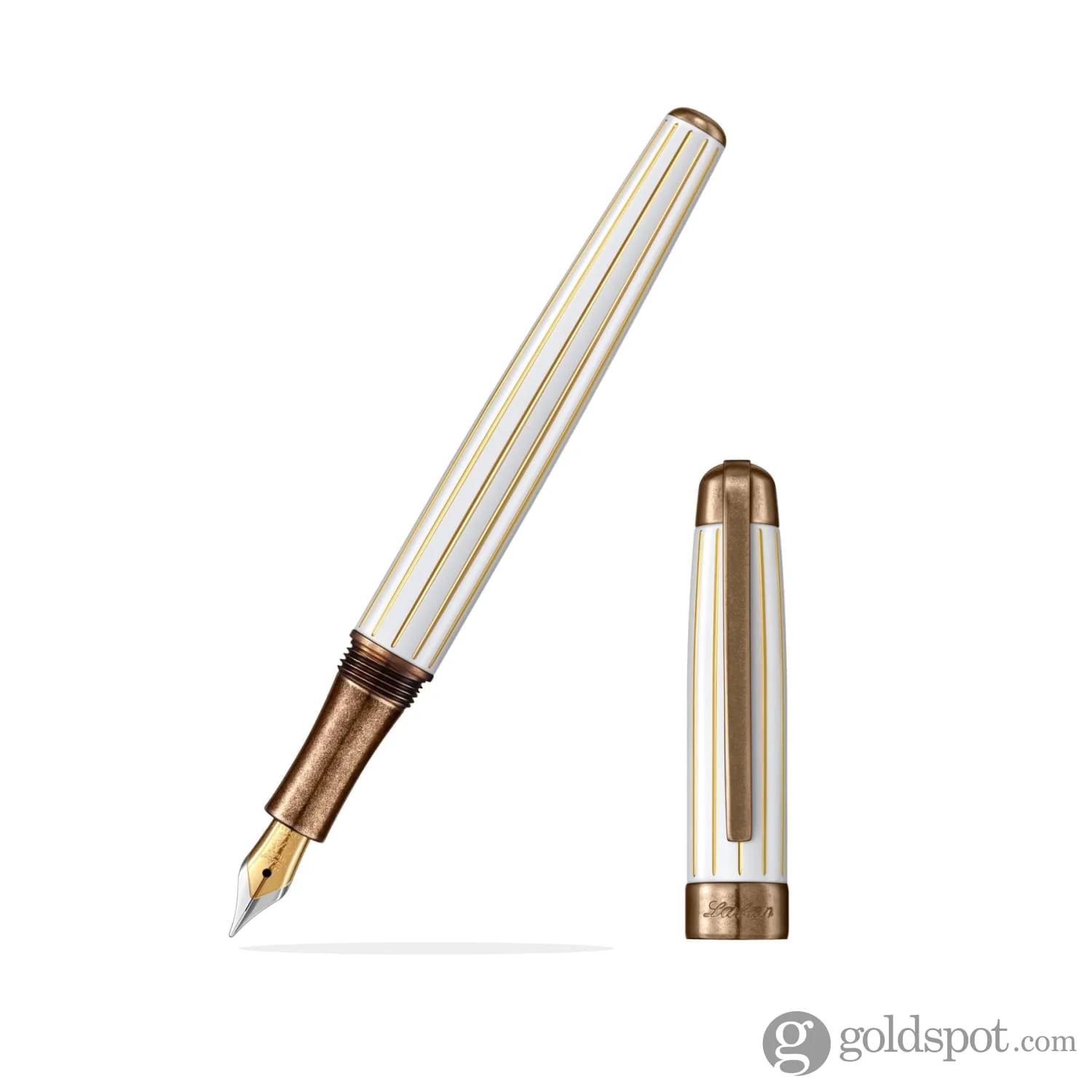 Laban Antique II Fountain Pen in White with Lines - Image 7