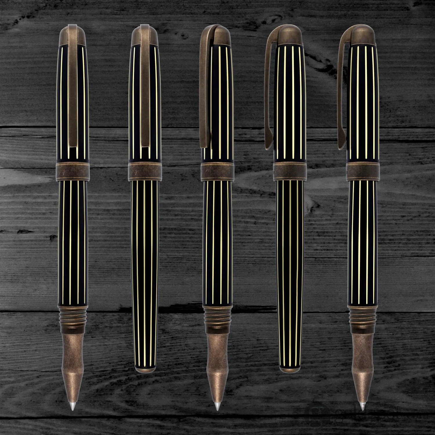 Laban Antique II Rollerball Pen in Rose Gold with Lines - Image 6