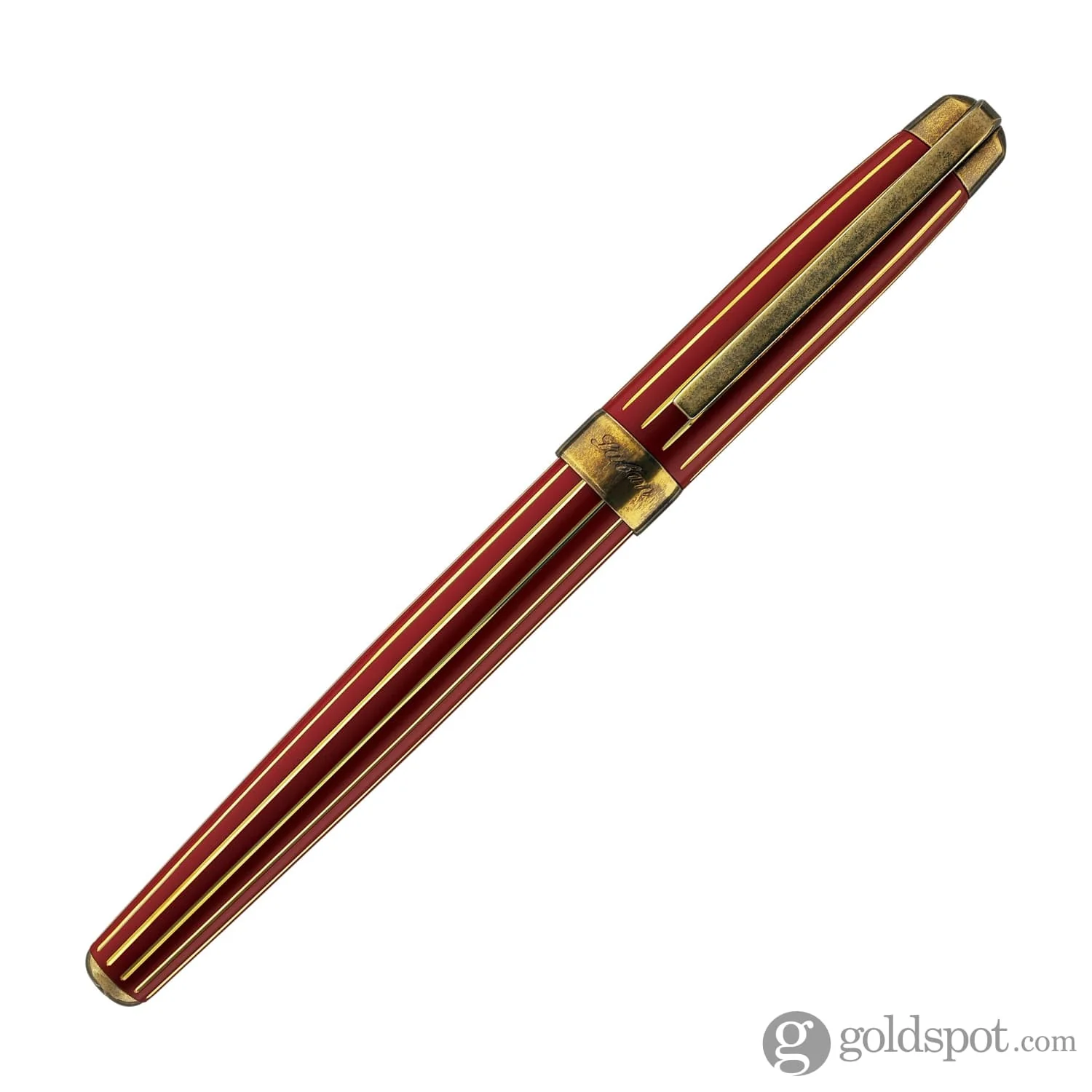 Laban Antique II Rollerball Pen in Red with Gold Lines - Image 4