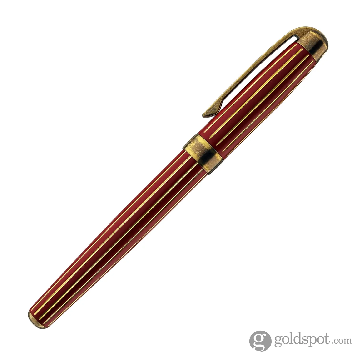 Laban Antique II Rollerball Pen in Red with Gold Lines - Image 5