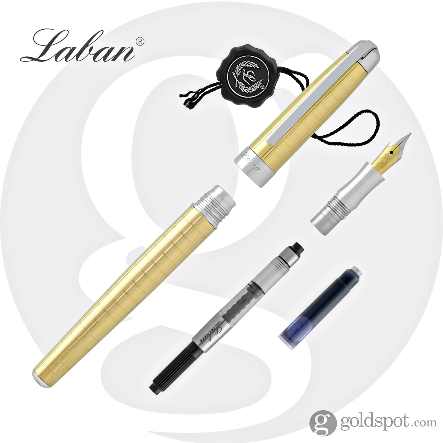 Laban Gold and Rose Gold Fountain Pen in Gold with Crisscross - Medium Point - Image 7