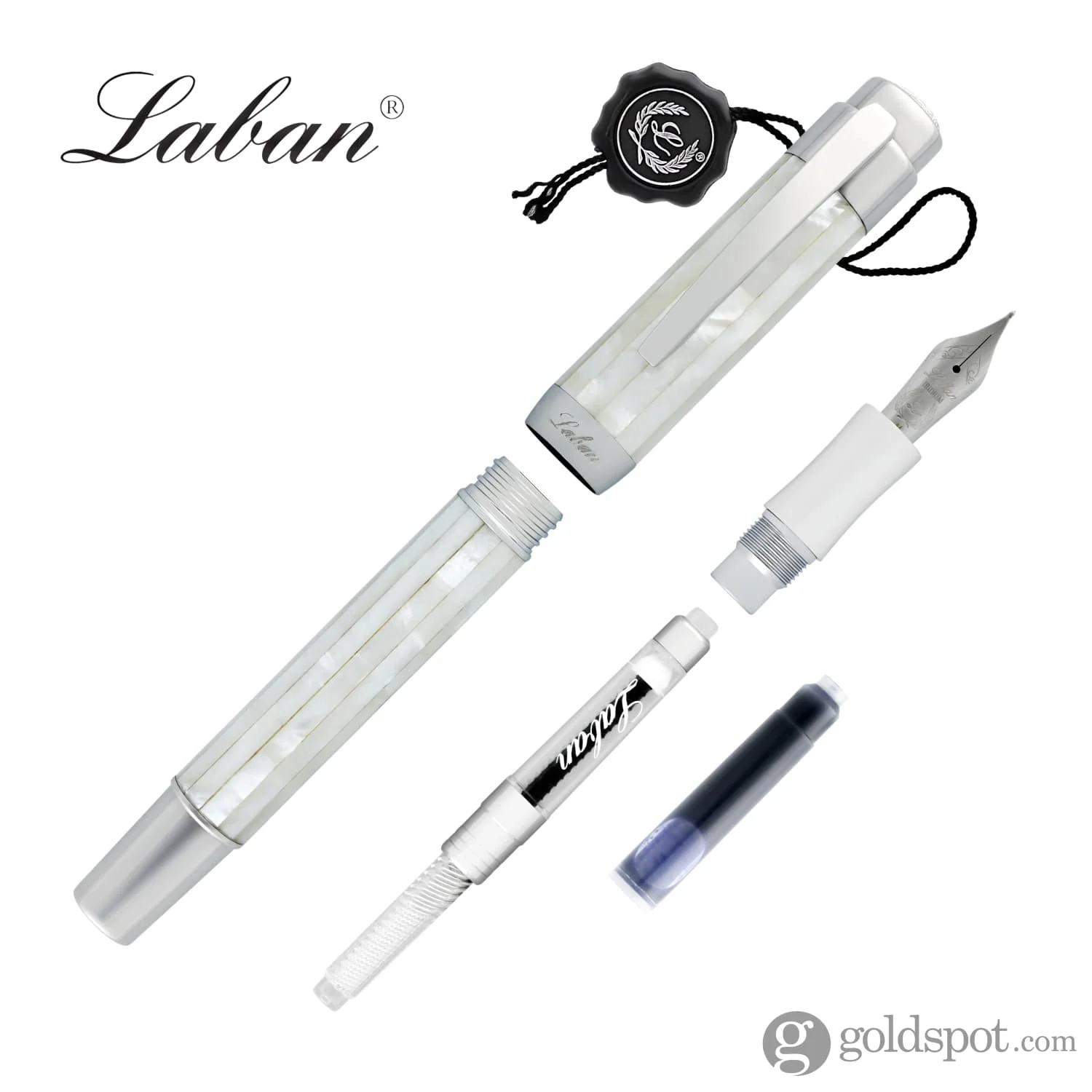 Laban Mother of Pearl Fountain Pen in White - Image 7