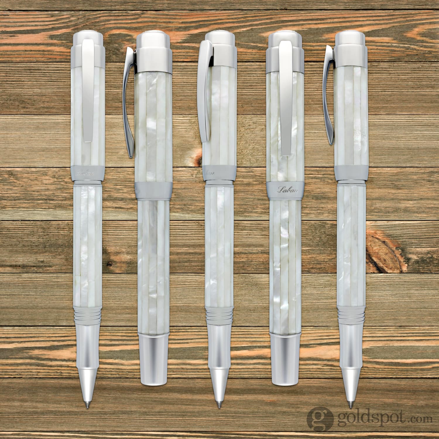 Laban Mother of Pearl Rollerball Pen in White - Image 7