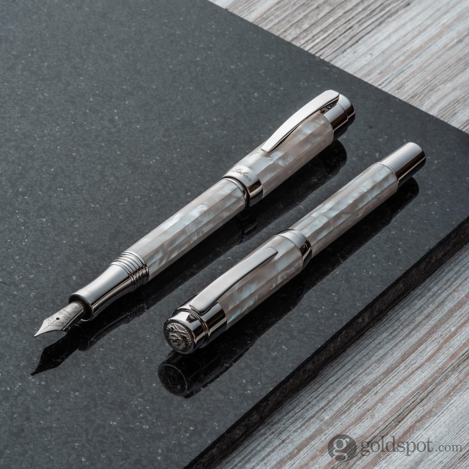 Laban Mother of Pearl Rollerball Pen in White - Image 8