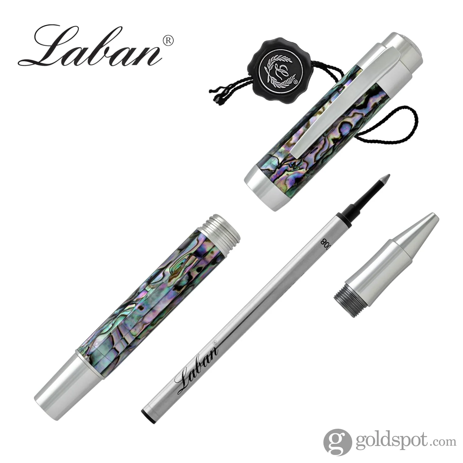 Laban Abalone Rollerball Pen in New Abalone with Chrome Trim - Image 7
