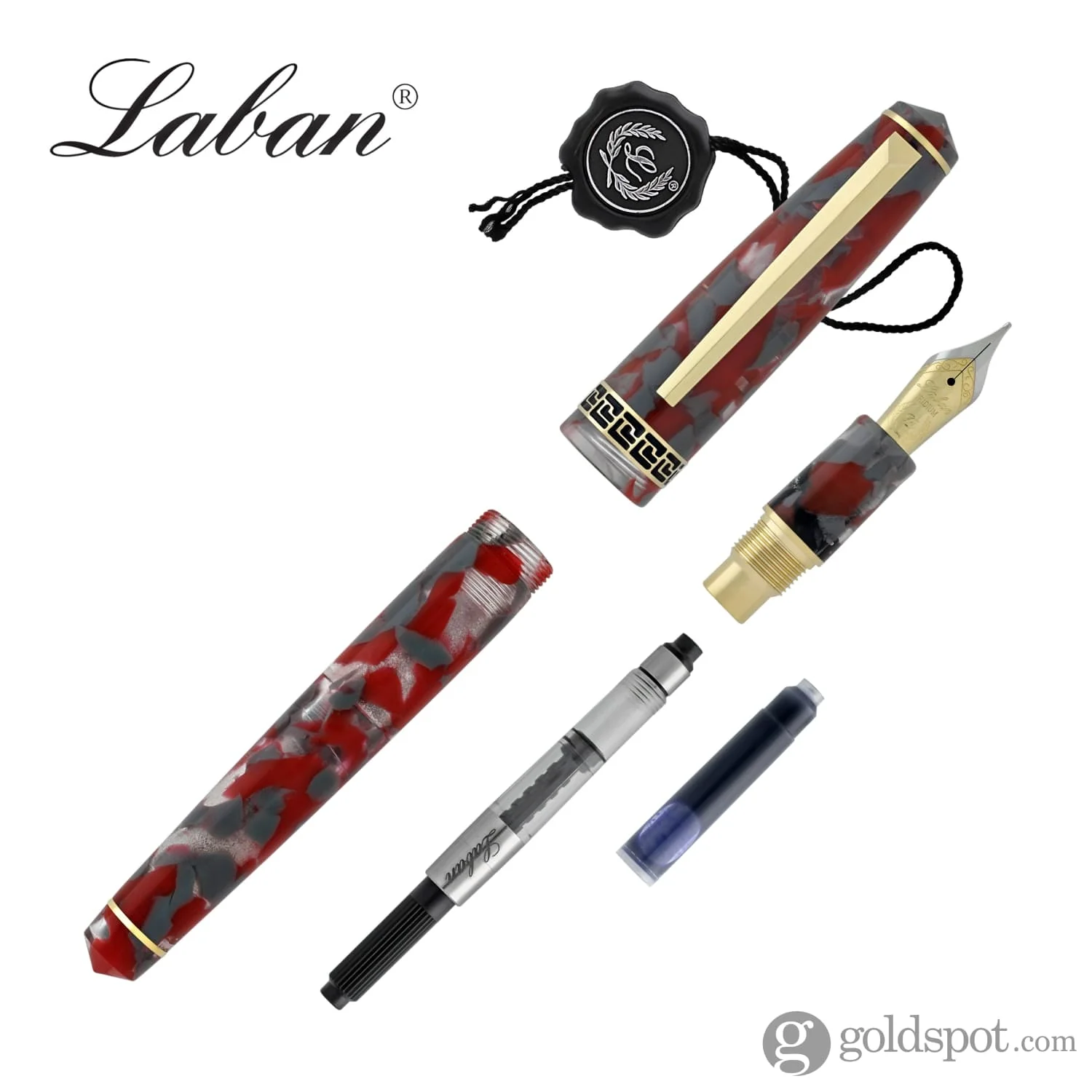 Laban Rosa Fountain Pen in Red and Gray Marbled - Image 7