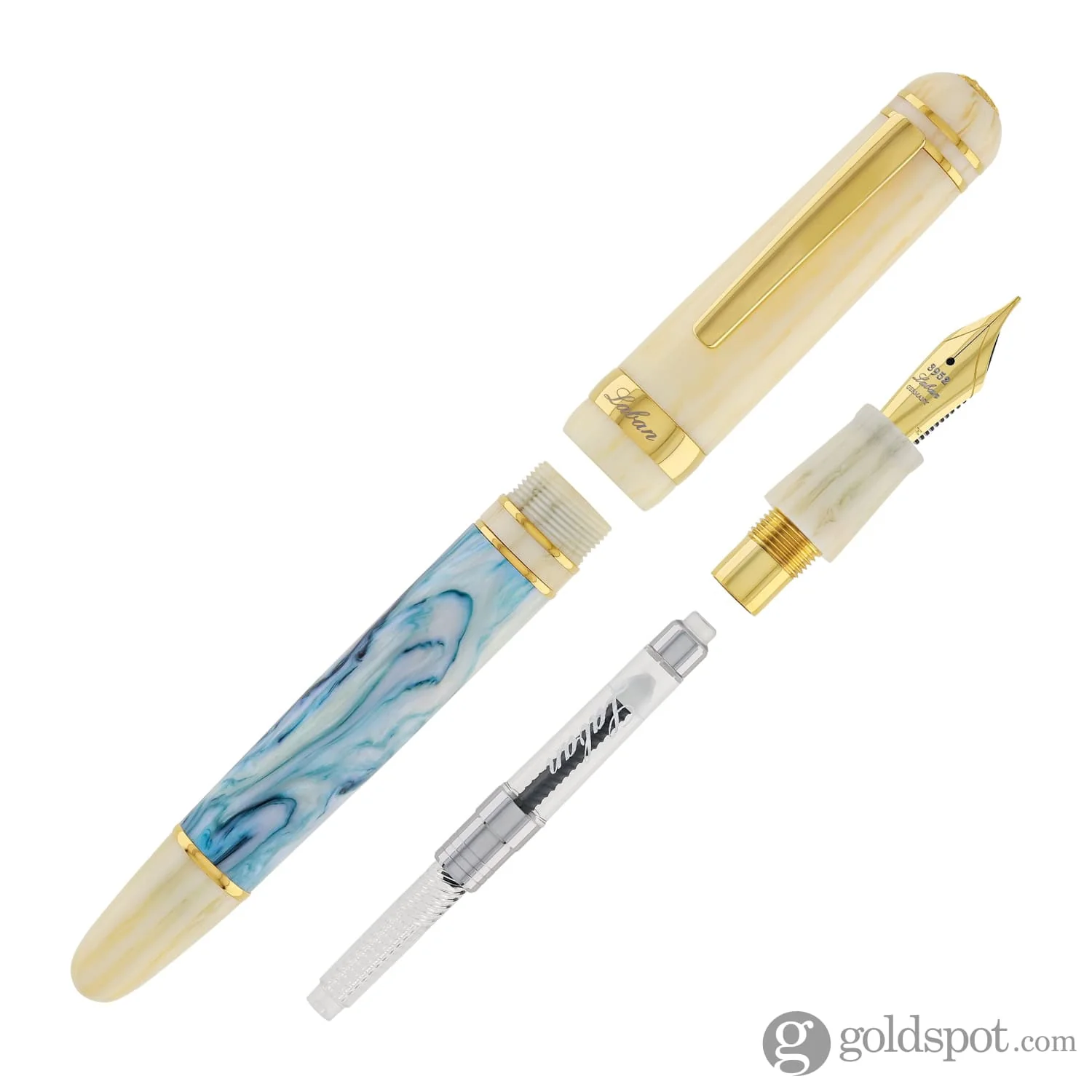 Laban 325 Glacier Cream Abalone Fountain Pen in Teal - Image 7